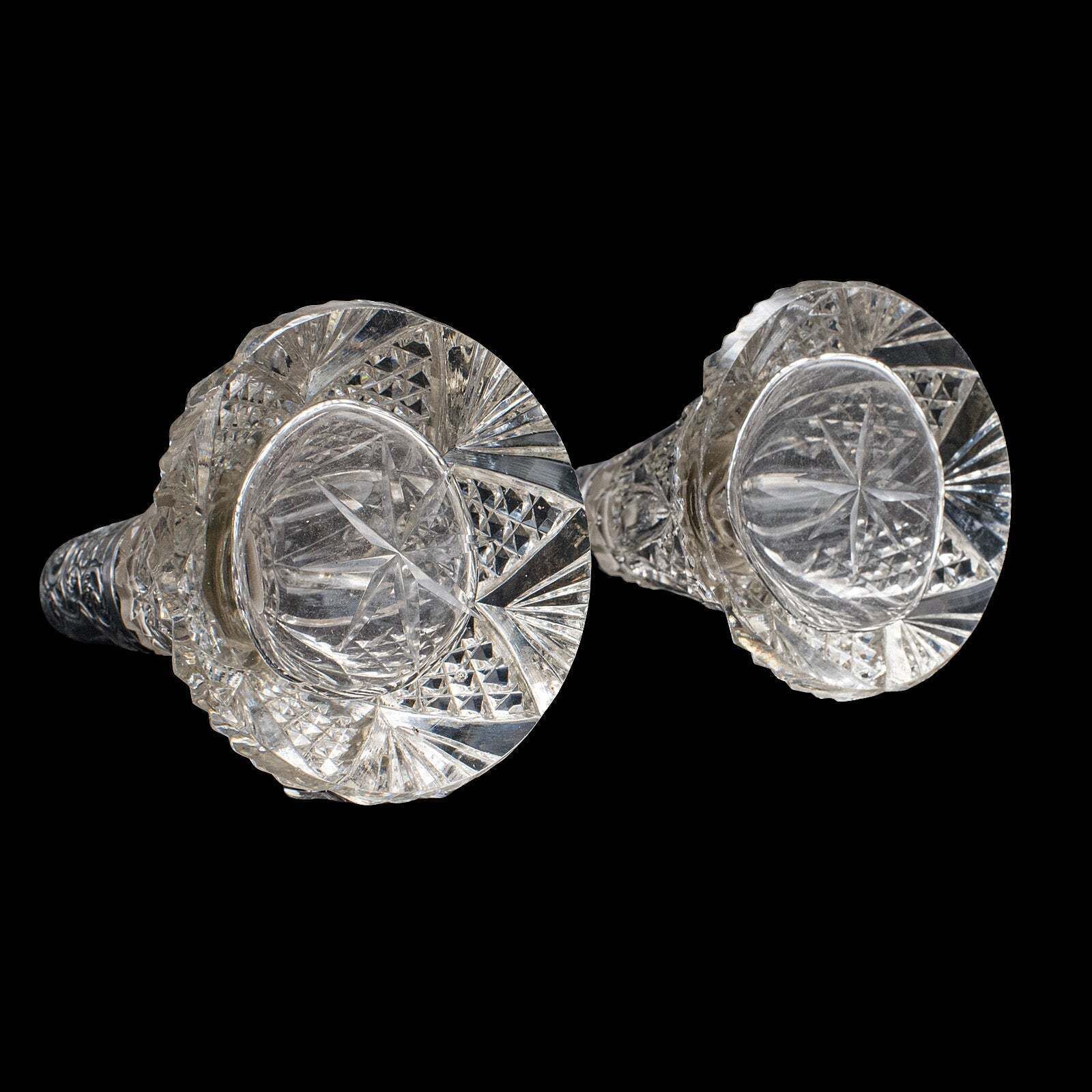 photo for sale Pair Of Small Antique Scent Bottles, English, Perfume Decanter, Silver Collar