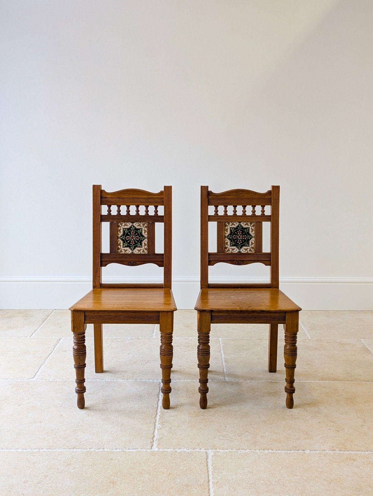 Pair Of Antique Victorian Oak Side Chairs C.1890 photo furniture