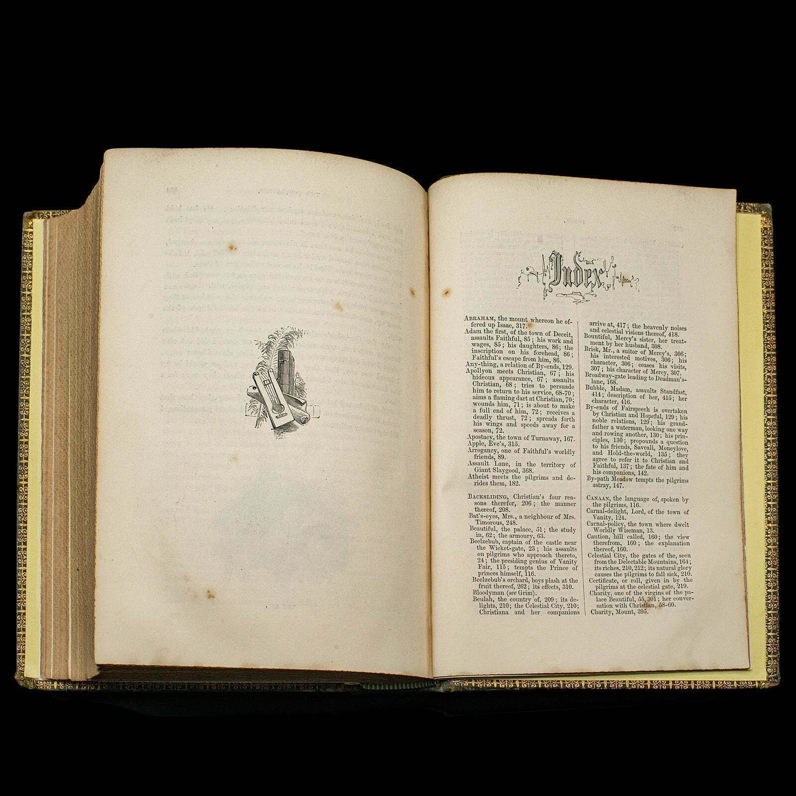 425.0 Antique Book, The Pilgrim's Progress, John Bunyan, English, Novel, Victorian photo