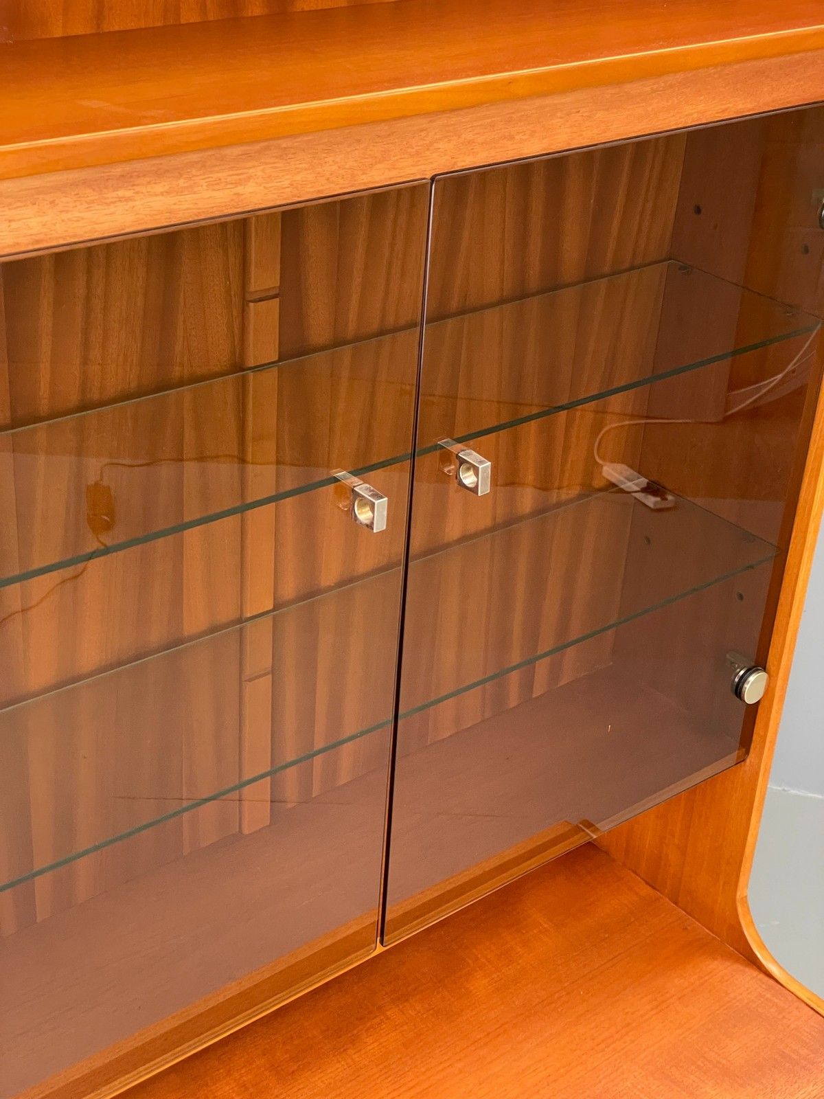 Furniture Vintage Teak Wall Unit Jentique 1970s Retro Shelving Glazed Eb11971 photo