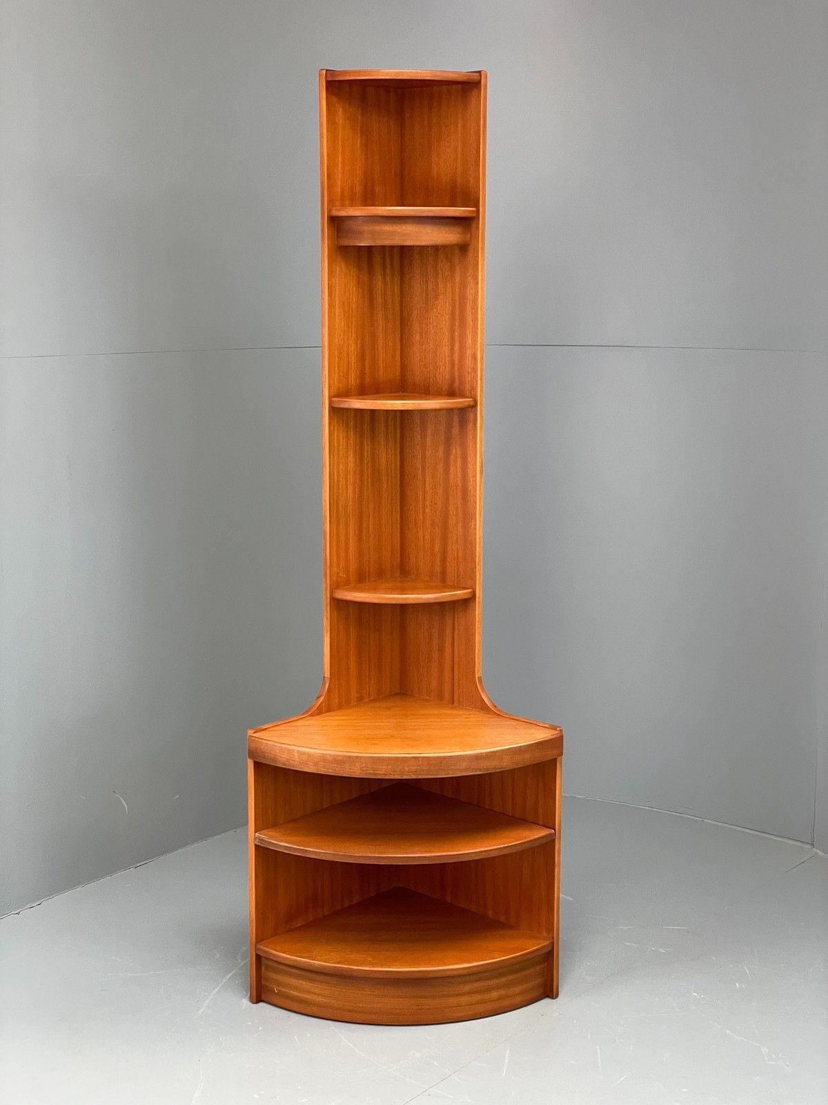 Vintage Teak Corner Cabinet By Jentique Tall 1970s Mid Century Shelving Eb11984