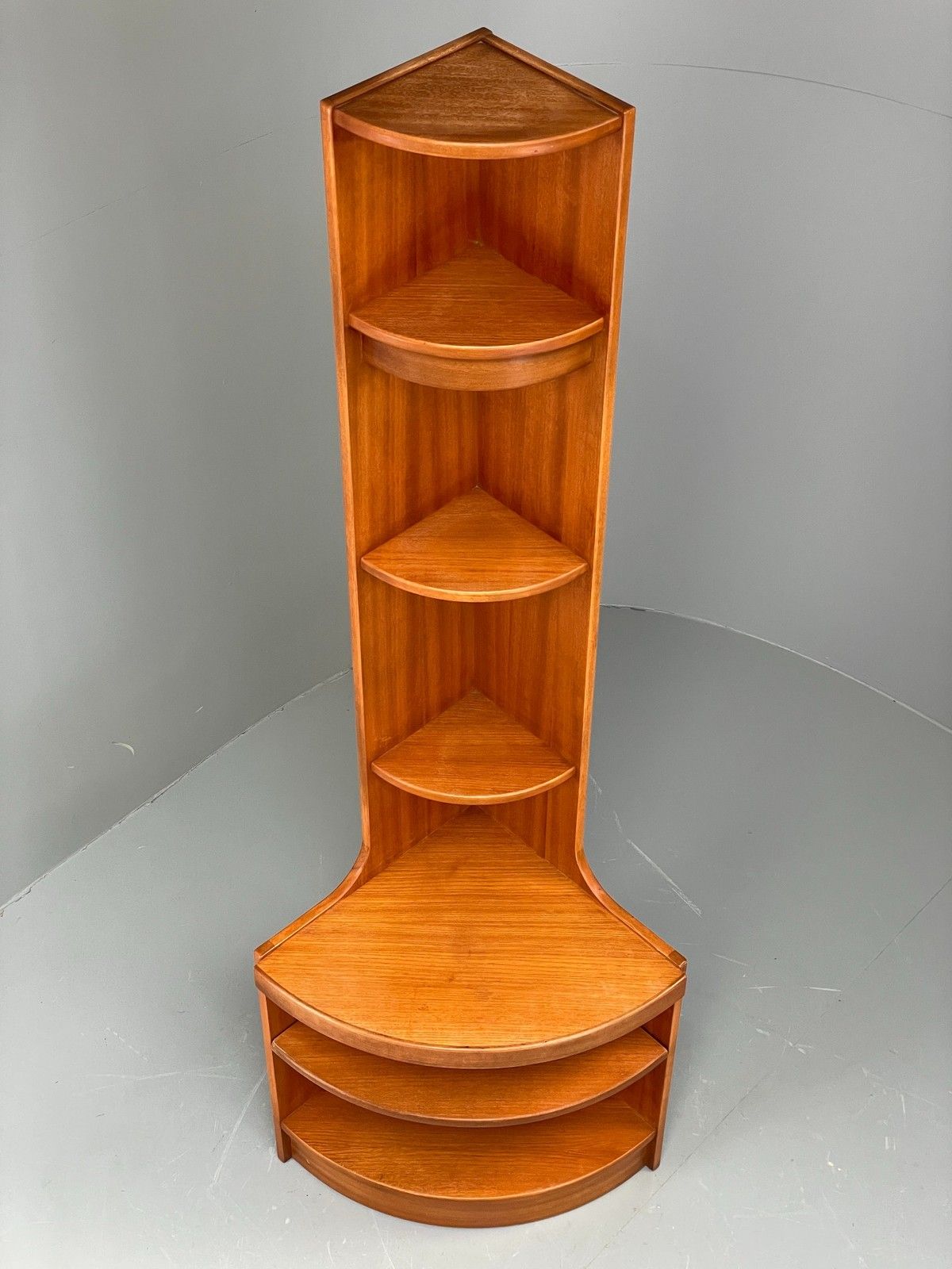 photo buy Vintage Teak Corner Cabinet By Jentique Tall 1970s Mid Century Shelving Eb11984