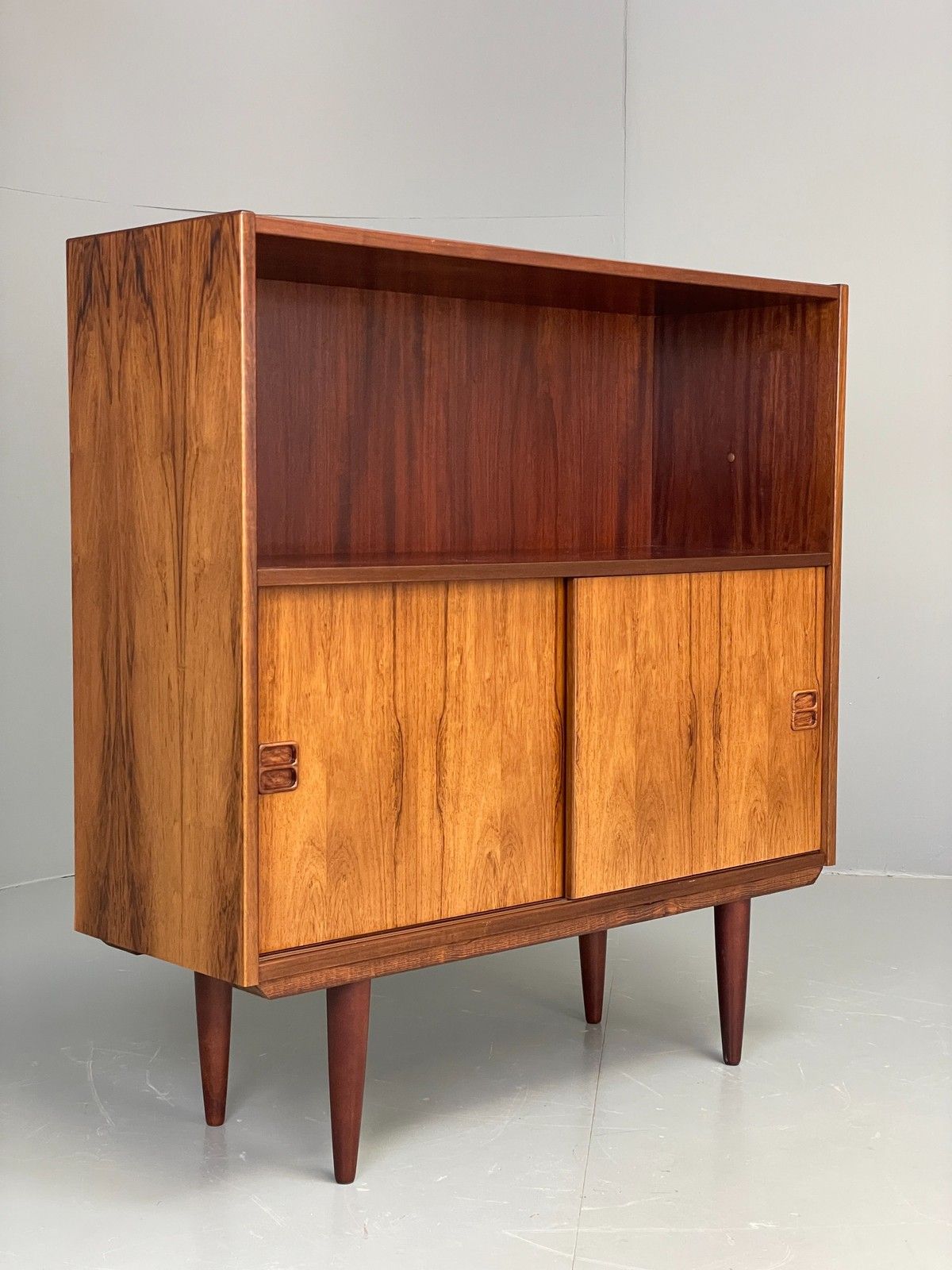 Vintage Danish 1960s Bookcase Cabinet Darkwood Sliding Mid Century Retro Eb11992 photo Furniture