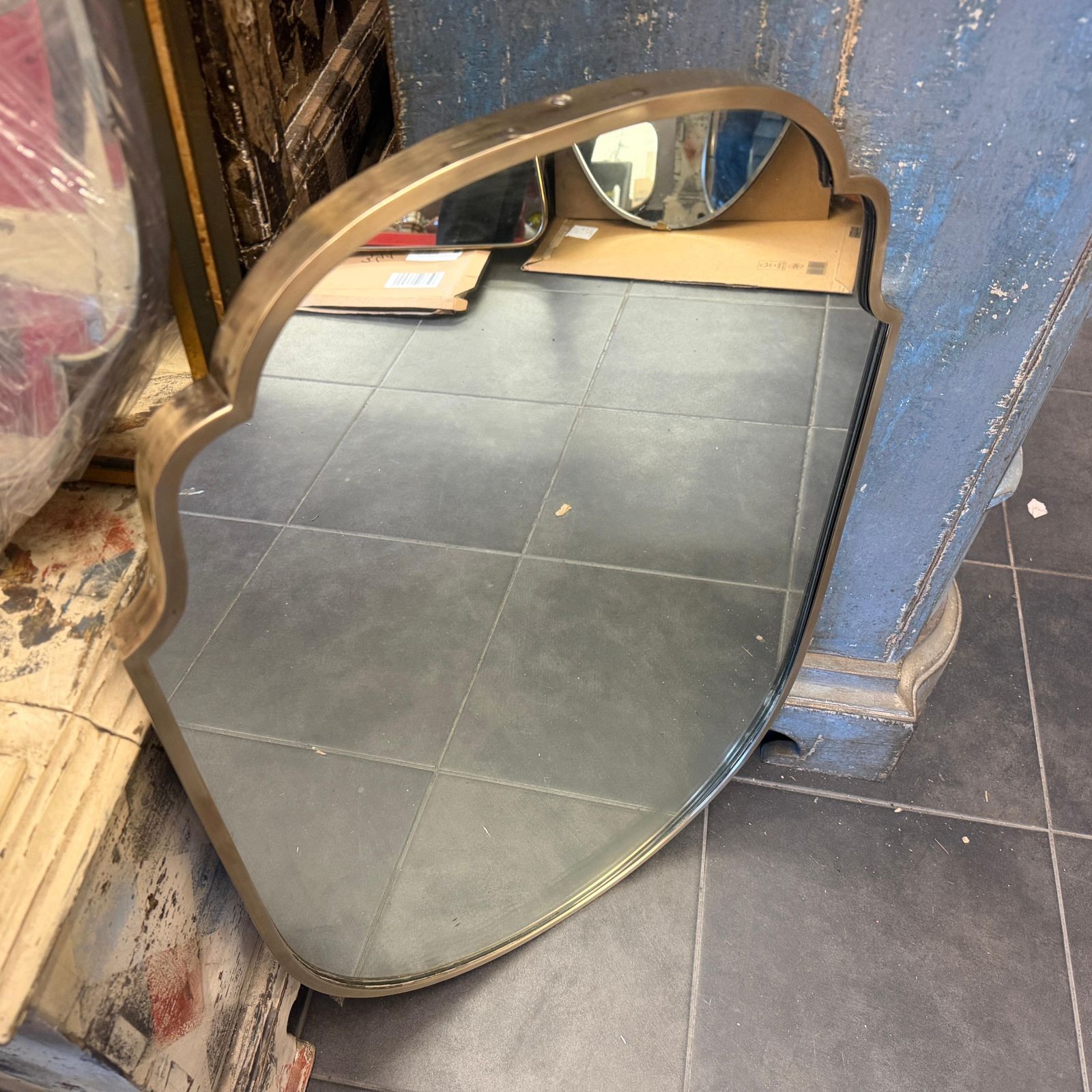 photo furniture 1950s Mid Century Modern Gio Ponti Style Solid Brass Wall Mirror