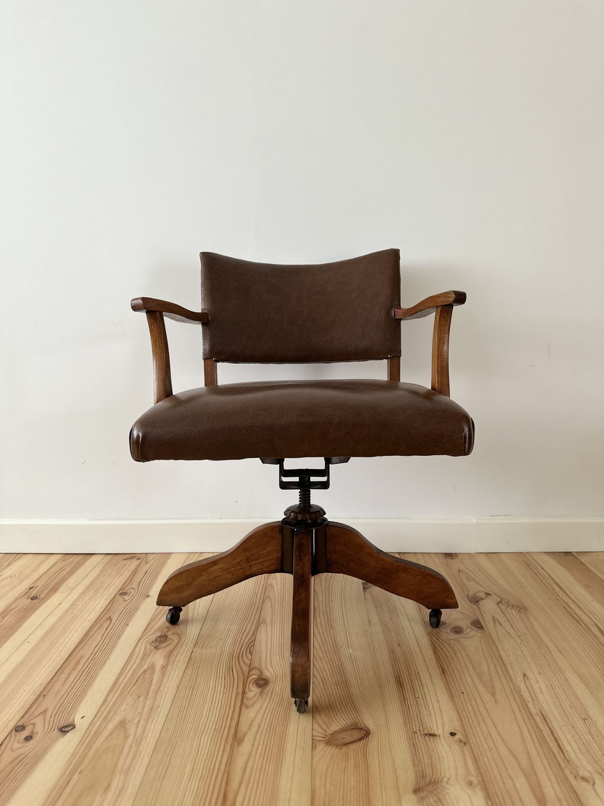 Antique Oak Captain's Swivel Chair