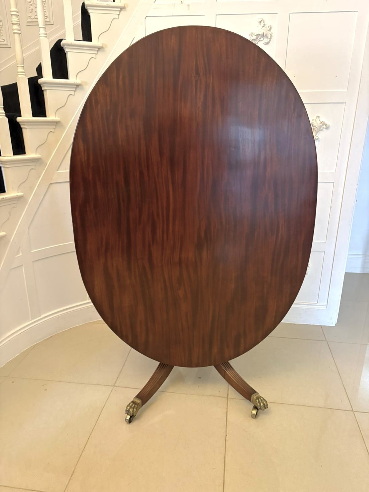 Antique English 19th Century Oval Tilt Top Figured Mahogany Dining Table 6 Seater photo buy