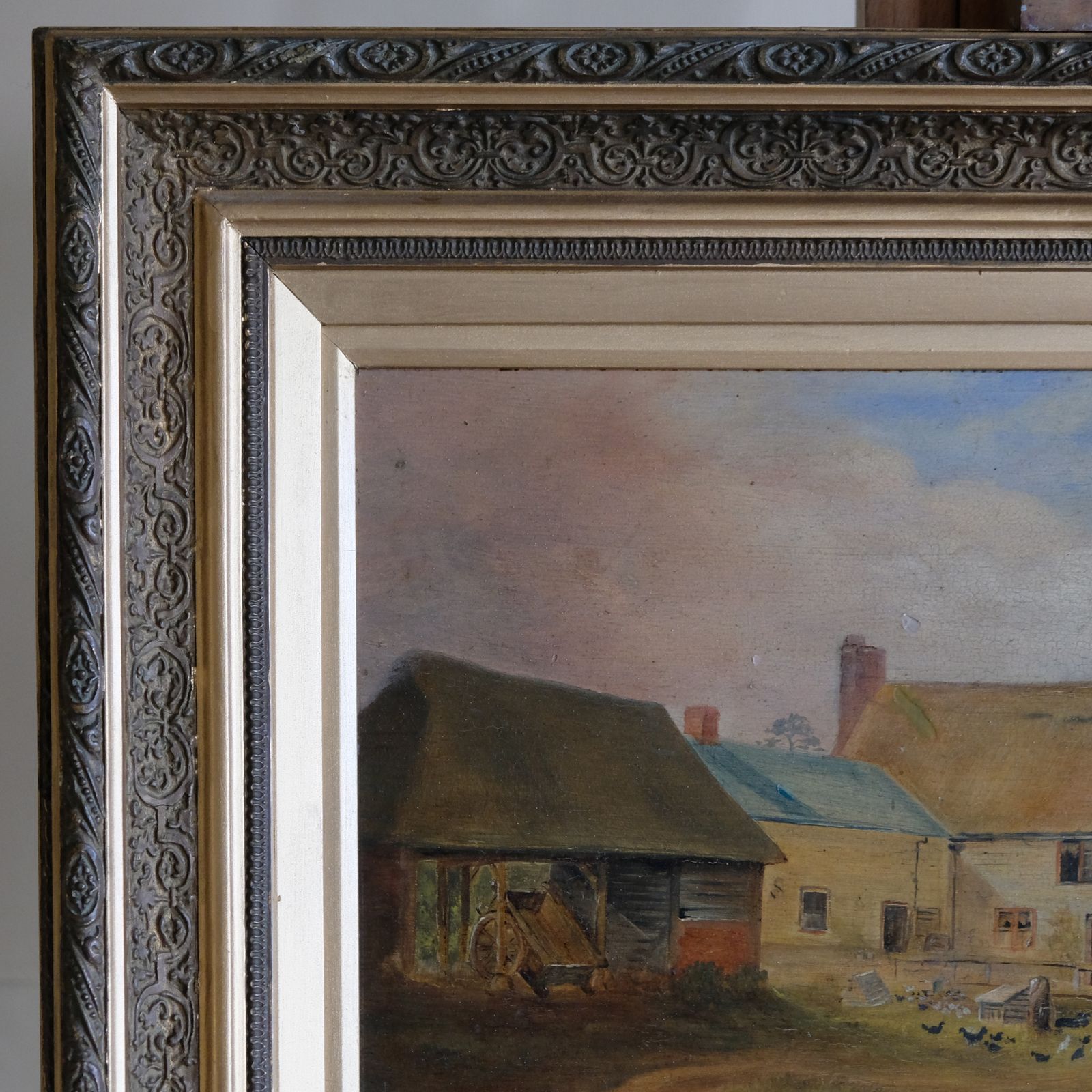Early 20th Century Farmyard Scene With Geese, By A J Baker photo for sale