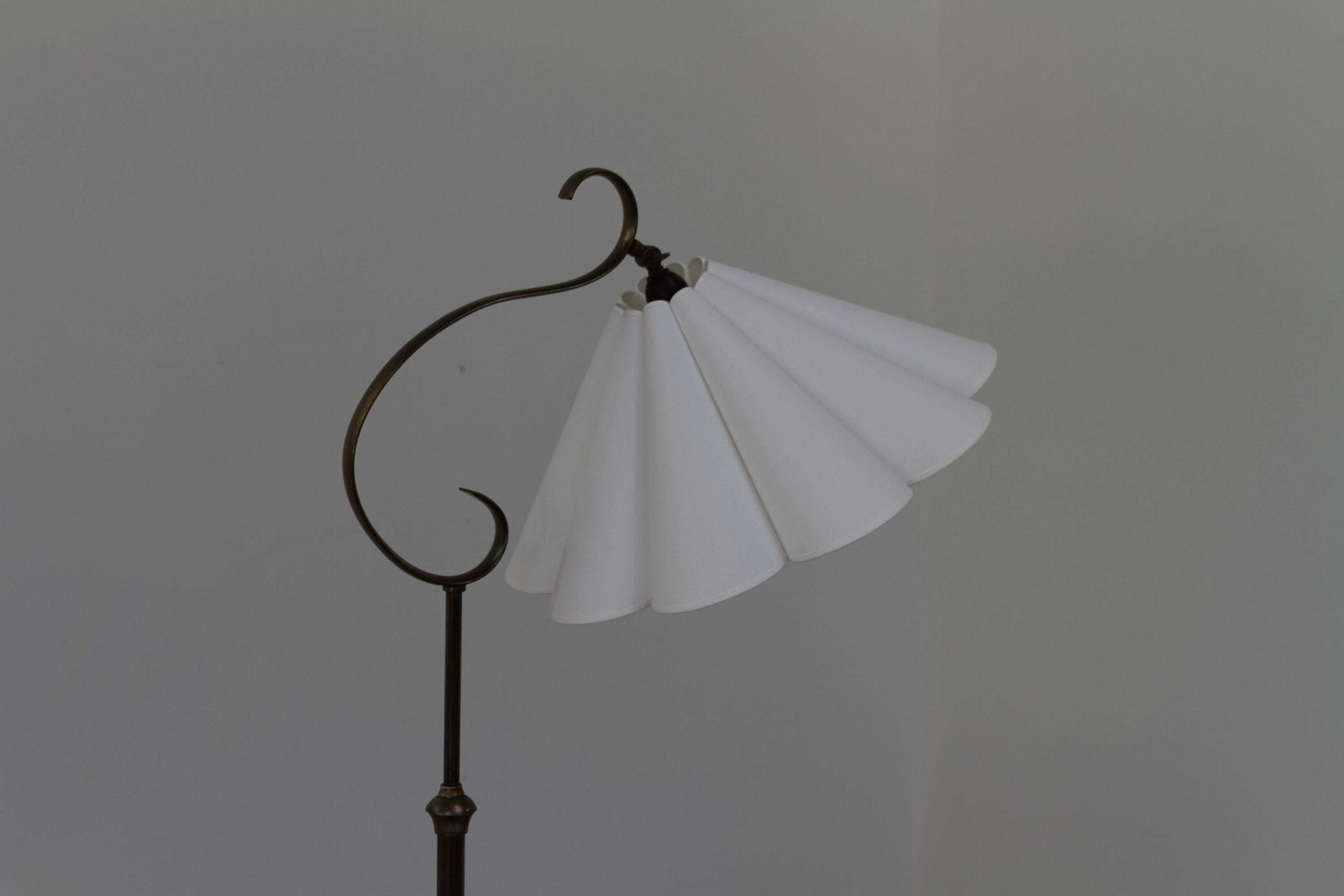 photo buy Danish Art Deco Floor Lamp In Brass, Wood And Iron By Lyfa, 1920s.