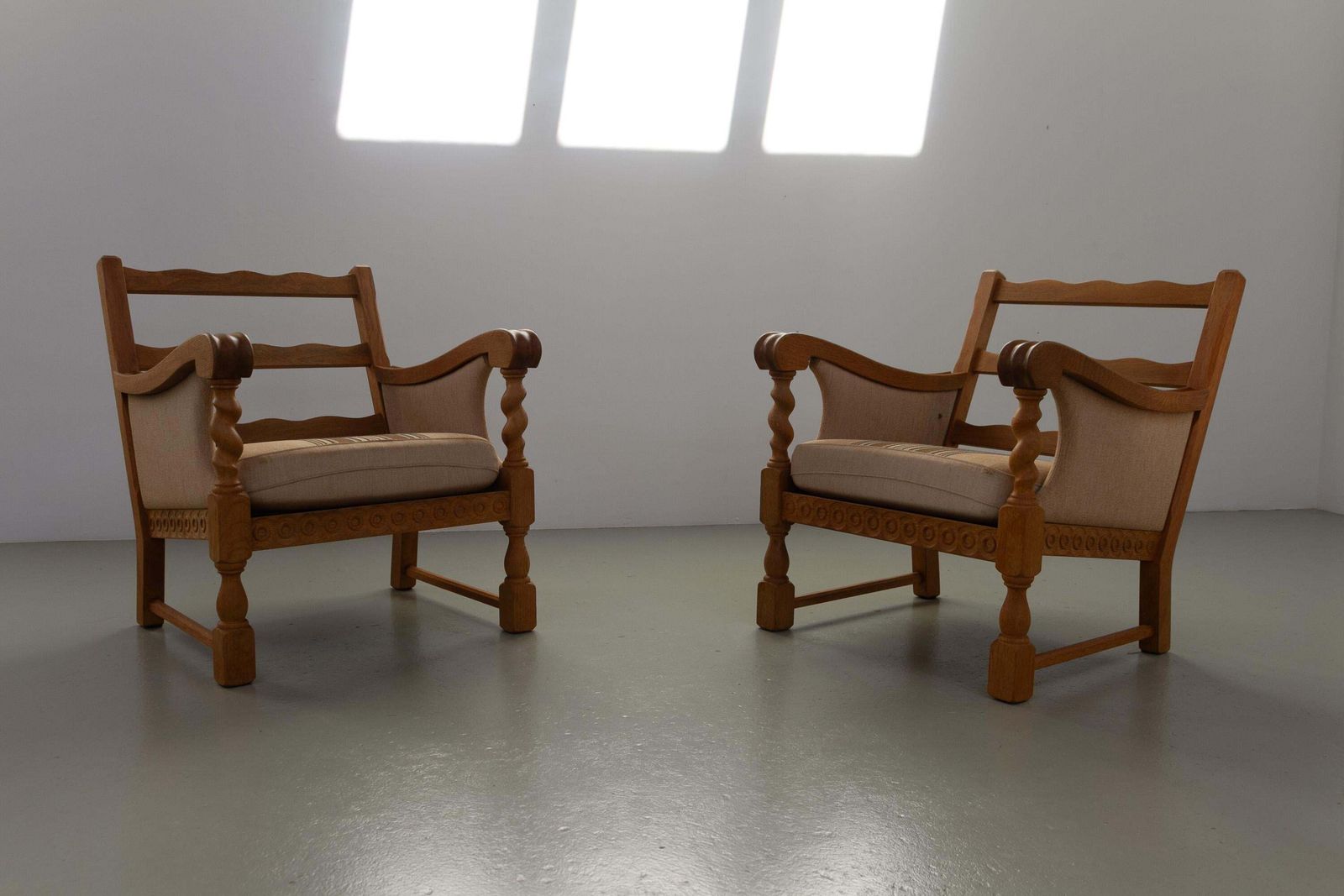 Danish Mid Century Modern Oak Lounge Chairs In Kjærnulf Style, 1960s. Set Of 2. photo for sale