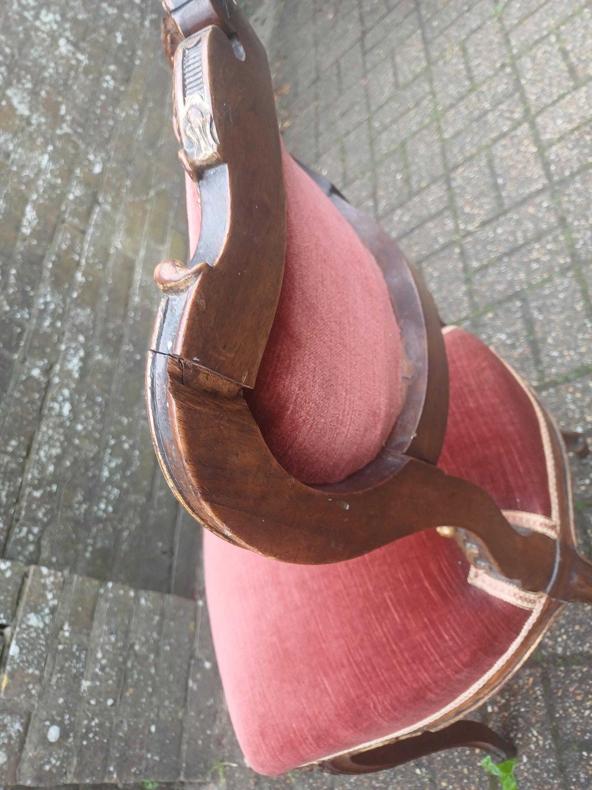 photo for sale Victorian Rococo Salon Suite Mahogany Love Seat Armchairs Chair French Louis Style Pink Velvet Antique Furniture