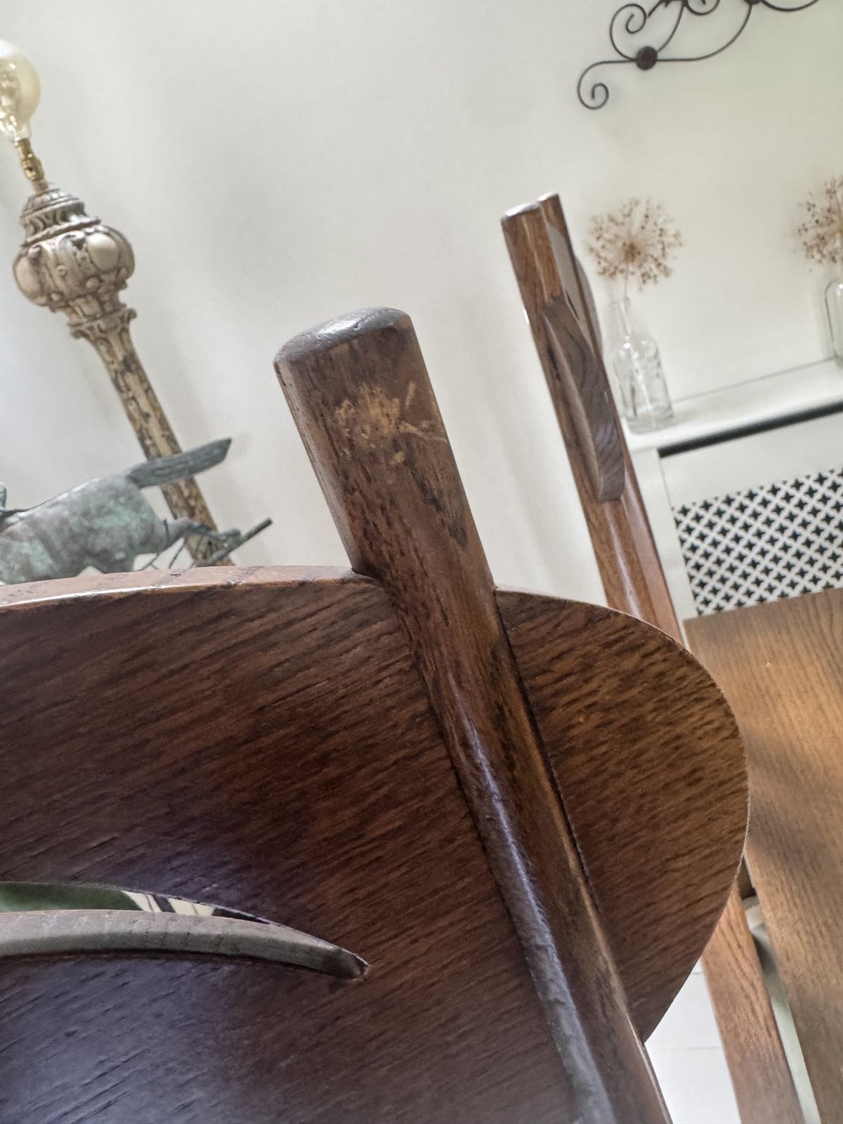 Set Of Four Oak Dining Chairs And 6ft X 3 Ft Oak Dining Table Produced Under Licence By Freud Limited London To A Design By Charles Rennie Mackintosh photo vinterior