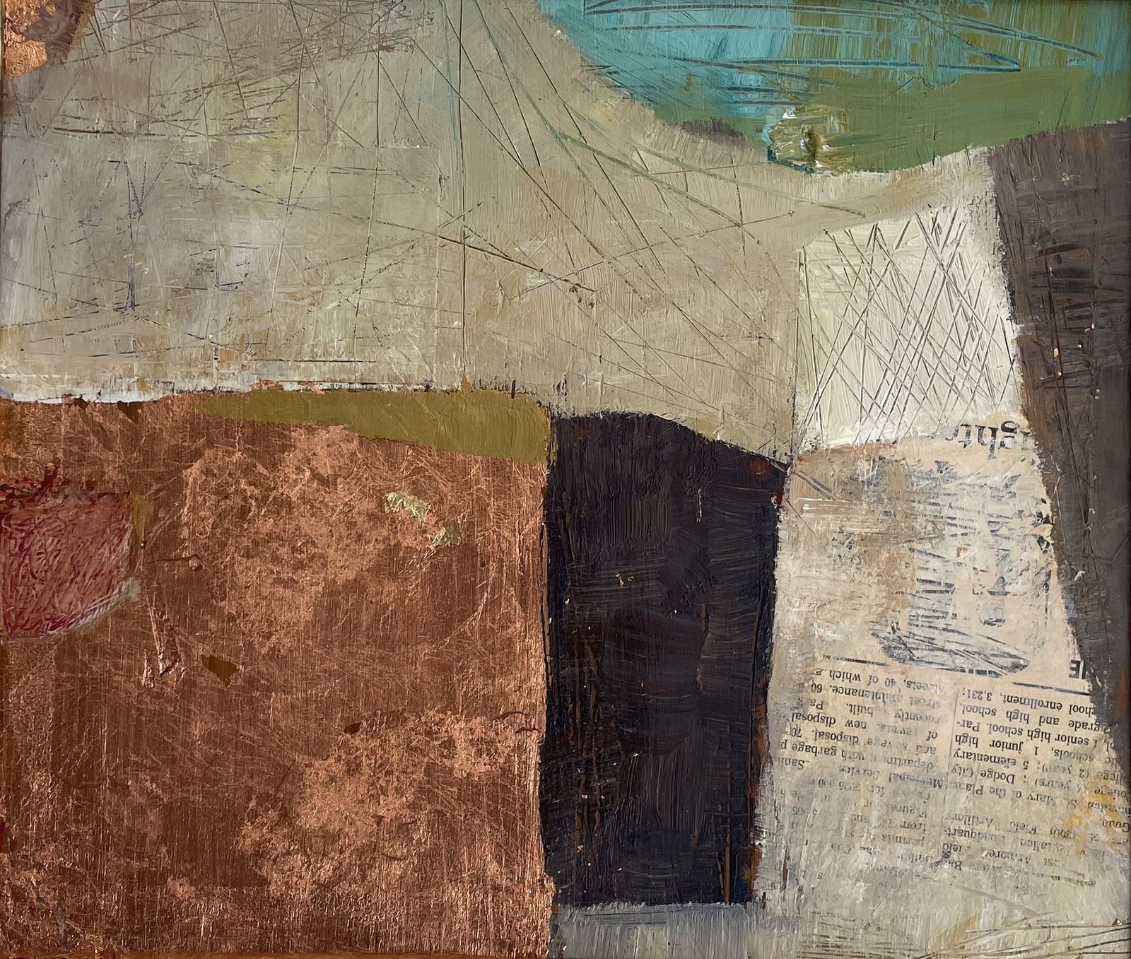 The Gold Field. Painting In Acrylic And Collage In Vintage Frame. photo furniture