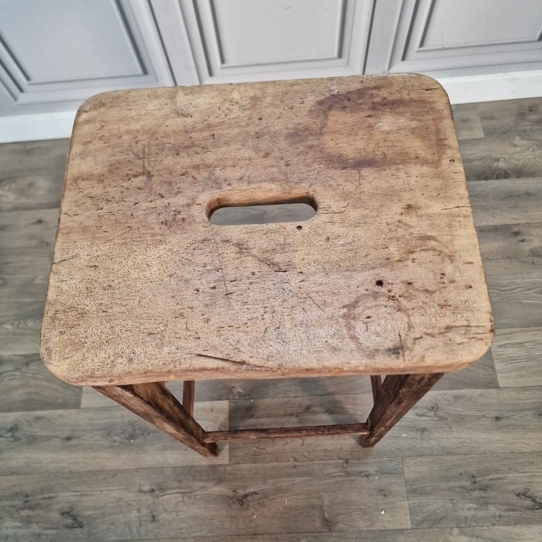 Vintage Industrial Wooden Stool Air Ministry Lab Workshop Chair Seat Rustic Am photo Furniture