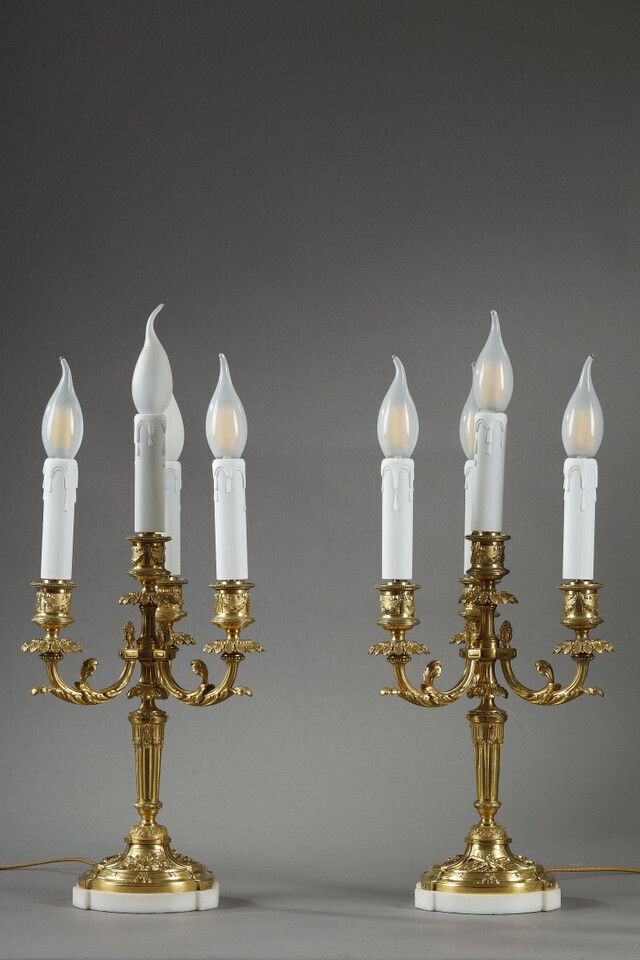 Pair Of Louis XVI Style Gilt Bronze Candelabra
