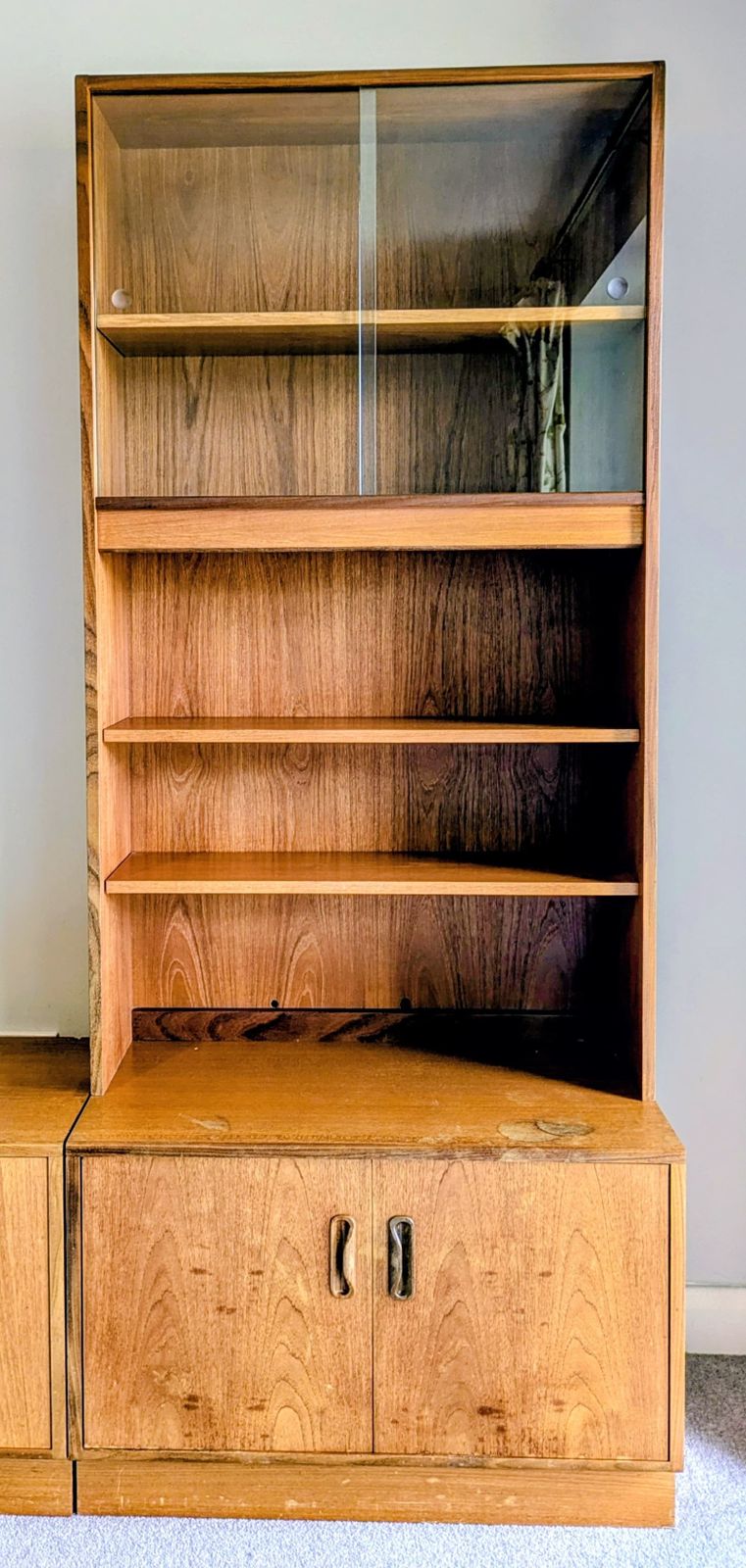 G Plan Fresco Glazed Display Bookcase And Base Unit Sideboard Teak Vintage