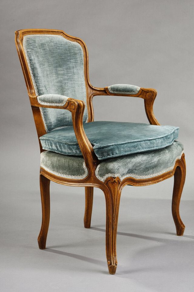 Pair Of Rococille Style Armchairs, 19th Century photo vintage