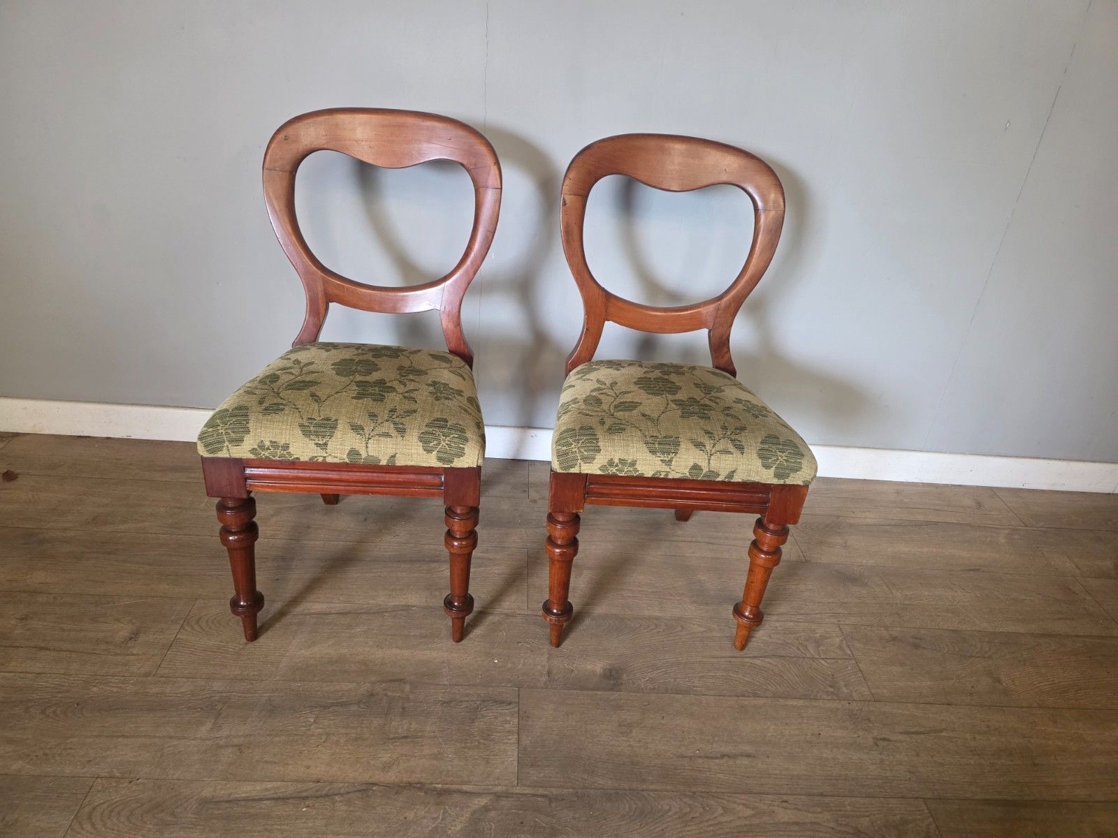 Antique Victorian Mahogany Bloom Back Pair Of Chairs photo furniture