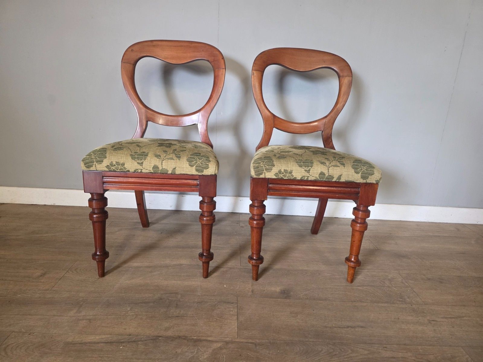 Antique Victorian Mahogany Bloom Back Pair Of Chairs photo Furniture