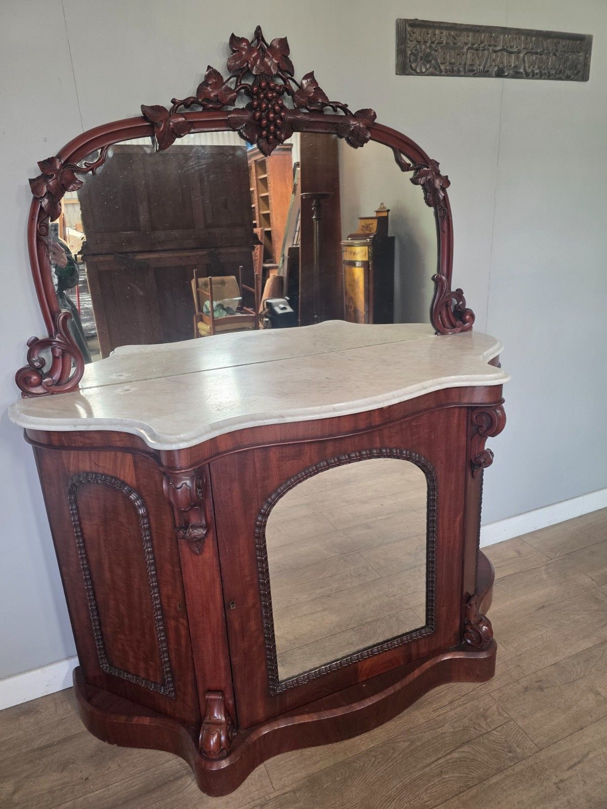Antique Mahogany Victorian Marble Top Chiffionier 1870s Le