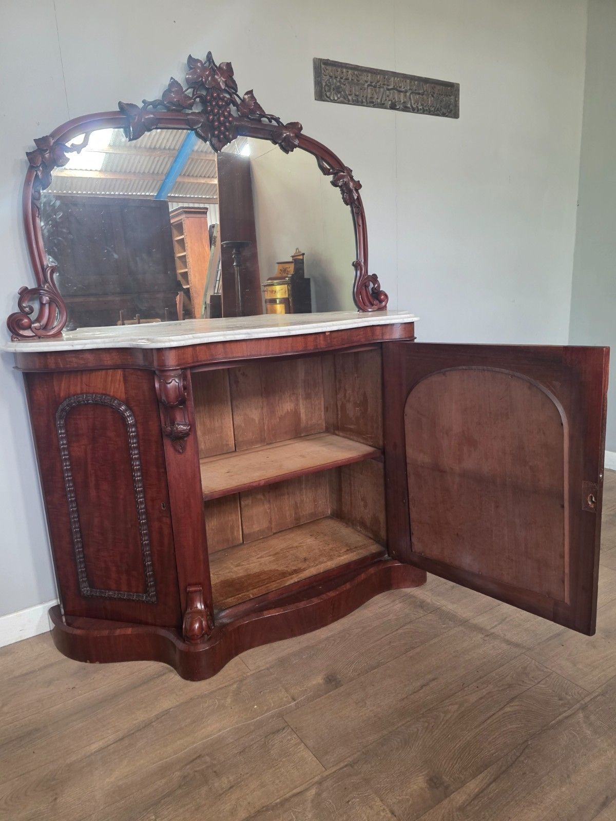 Furniture Antique Mahogany Victorian Marble Top Chiffionier 1870s Le photo