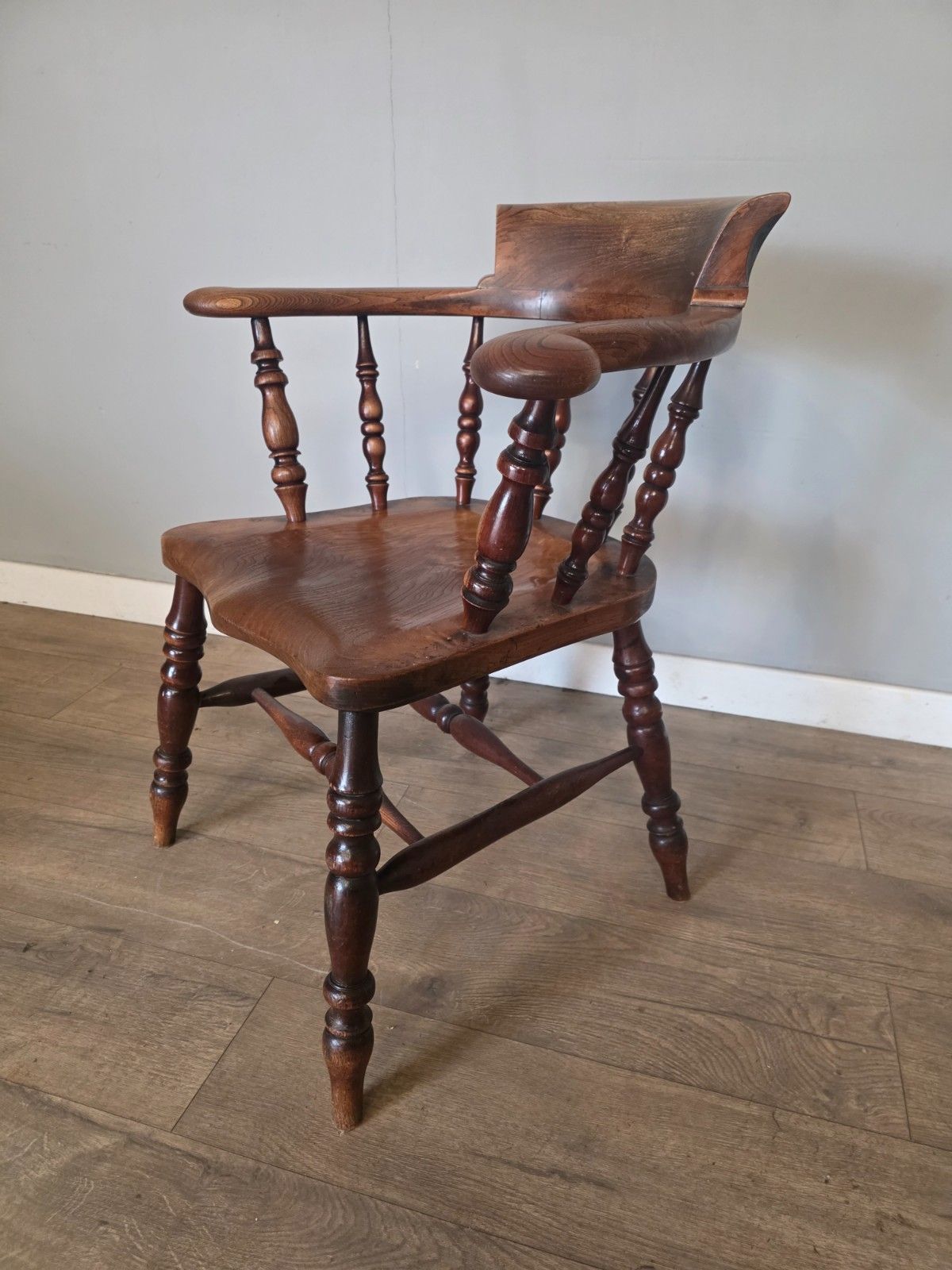 Antique Original Smokers Bow/Captains Chair Made From Elm 1890s photo Furniture
