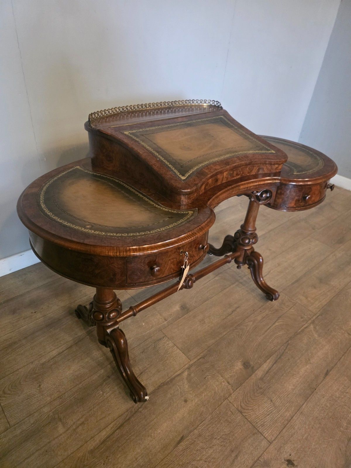 Antique Victorian Burr Walnut Writing Desk 1870s photo 2150.0