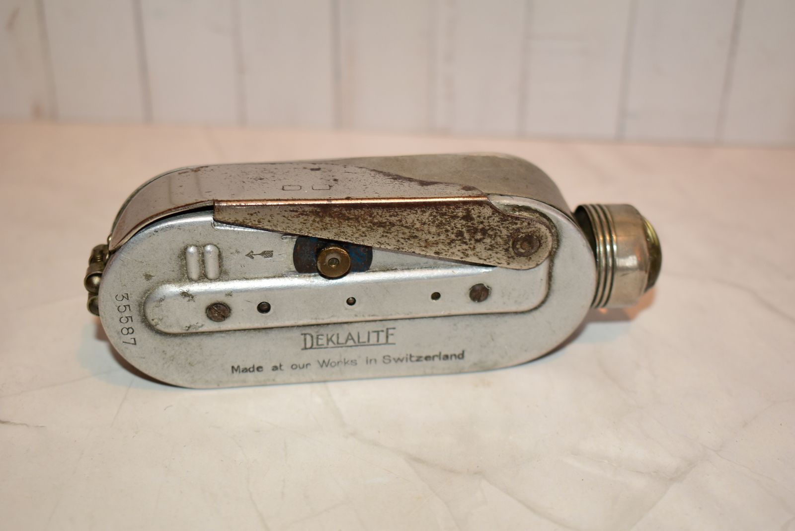 Rare Wwii British Military Issue 'Deklalite' Dynamo Torch – Working Swiss Patent photo for sale