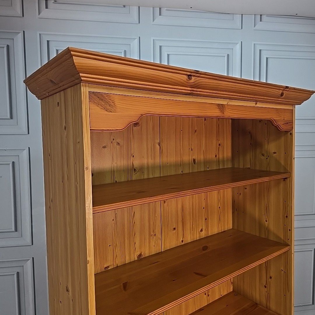 Vintage Pine Bookcase Shelving Unit Tall Display Shelves Retro Country Style photo furniture