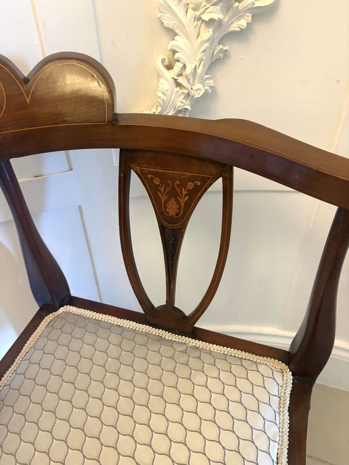 Antique Early 20th Century Inlaid Mahogany Corner Chairs Set Of 4 photo vintage