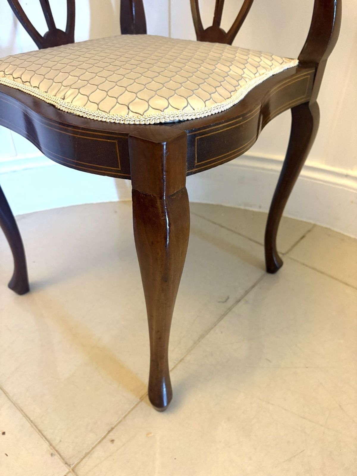 Furniture Antique Early 20th Century Inlaid Mahogany Corner Chairs Set Of 4 photo
