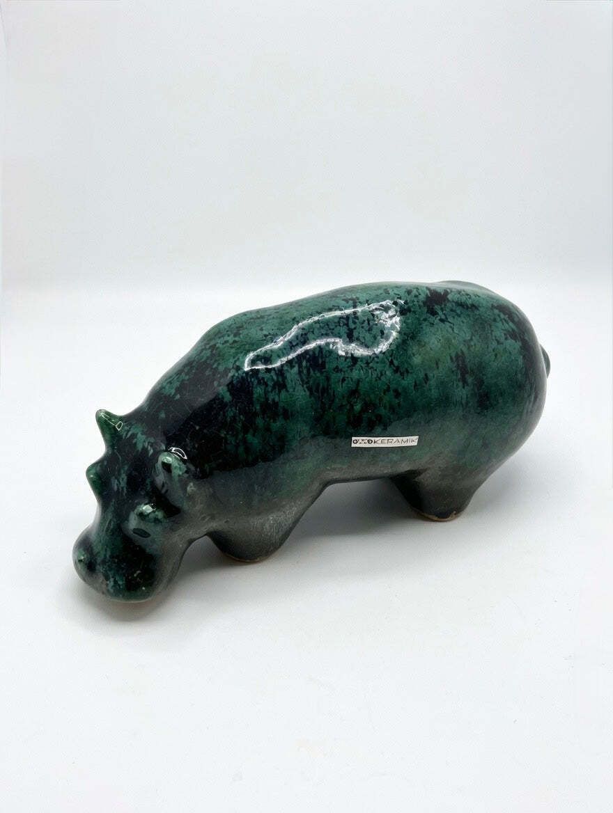 Otto Keramik Ceramic Hippopotamus West German Pottery Fat Lava photo vintage