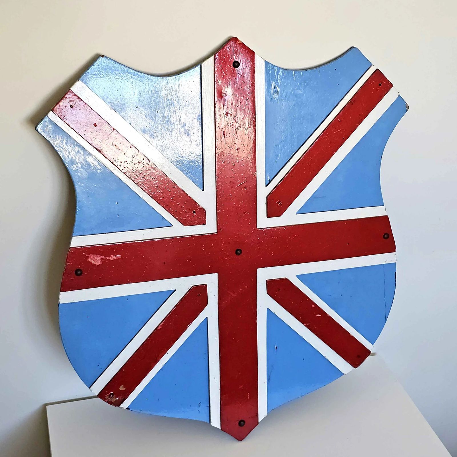 Scratch Built Folk Art   Union Flag Wooden Shield   Circa 1950s