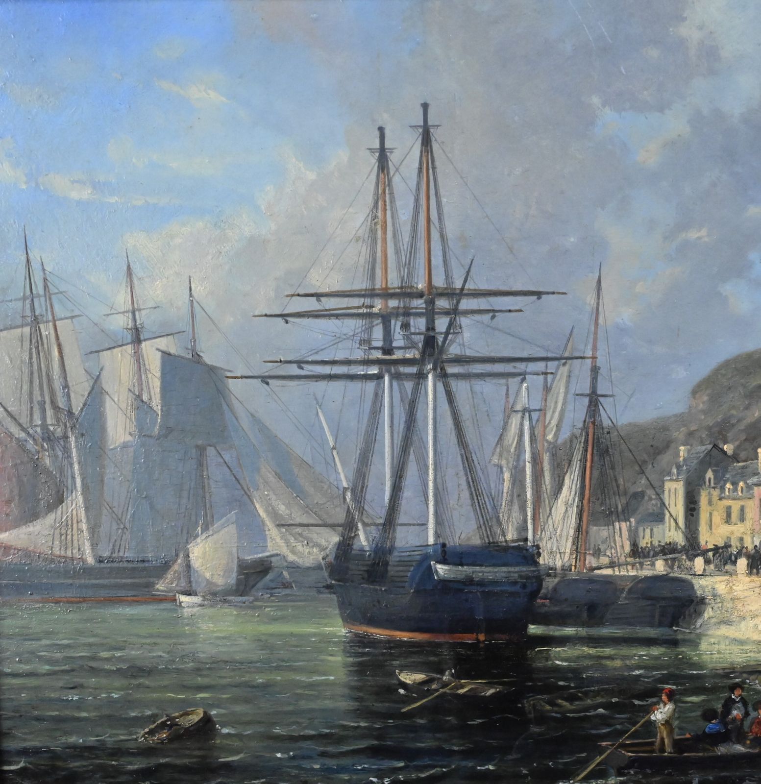 photo for sale Painting “Quai En Lumière”, Oil On Panel, Signed Jules D’évry – Mid 199th