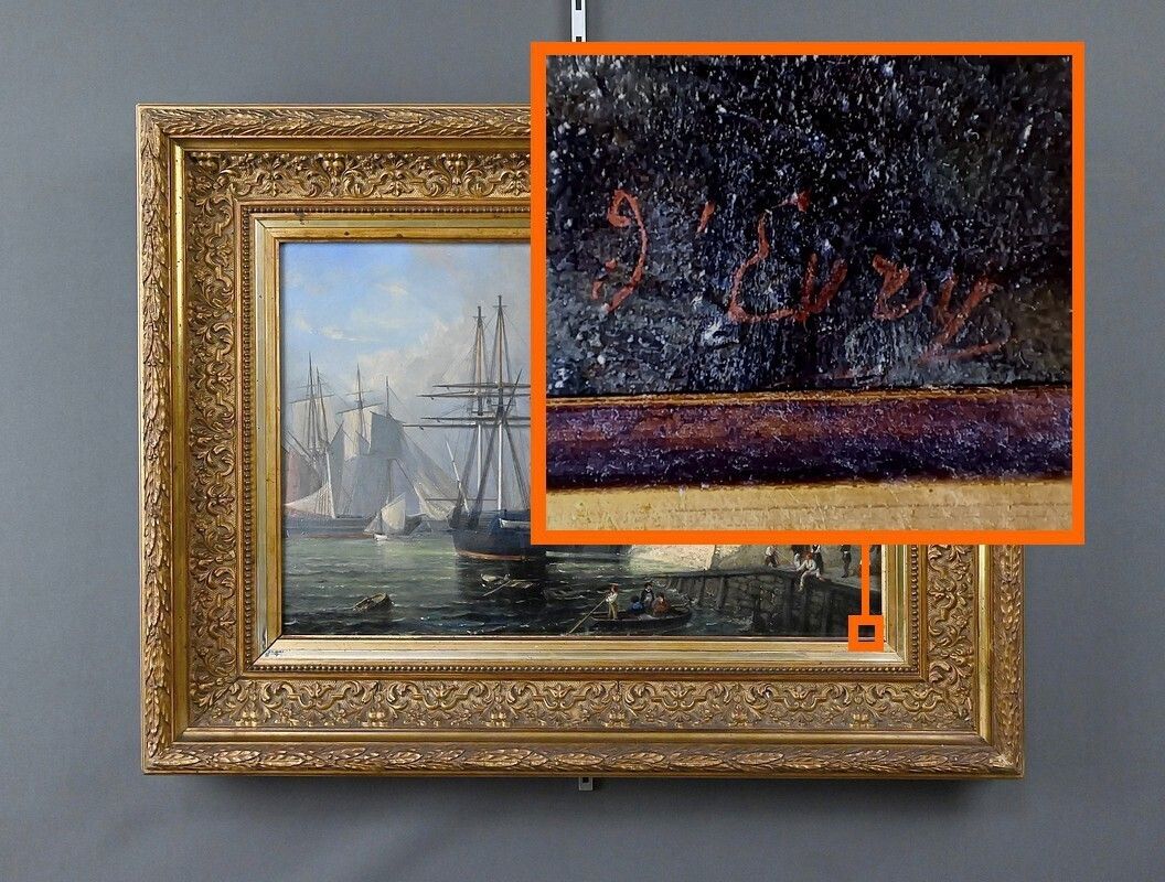 1620.0 Painting “Quai En Lumière”, Oil On Panel, Signed Jules D’évry – Mid 199th photo