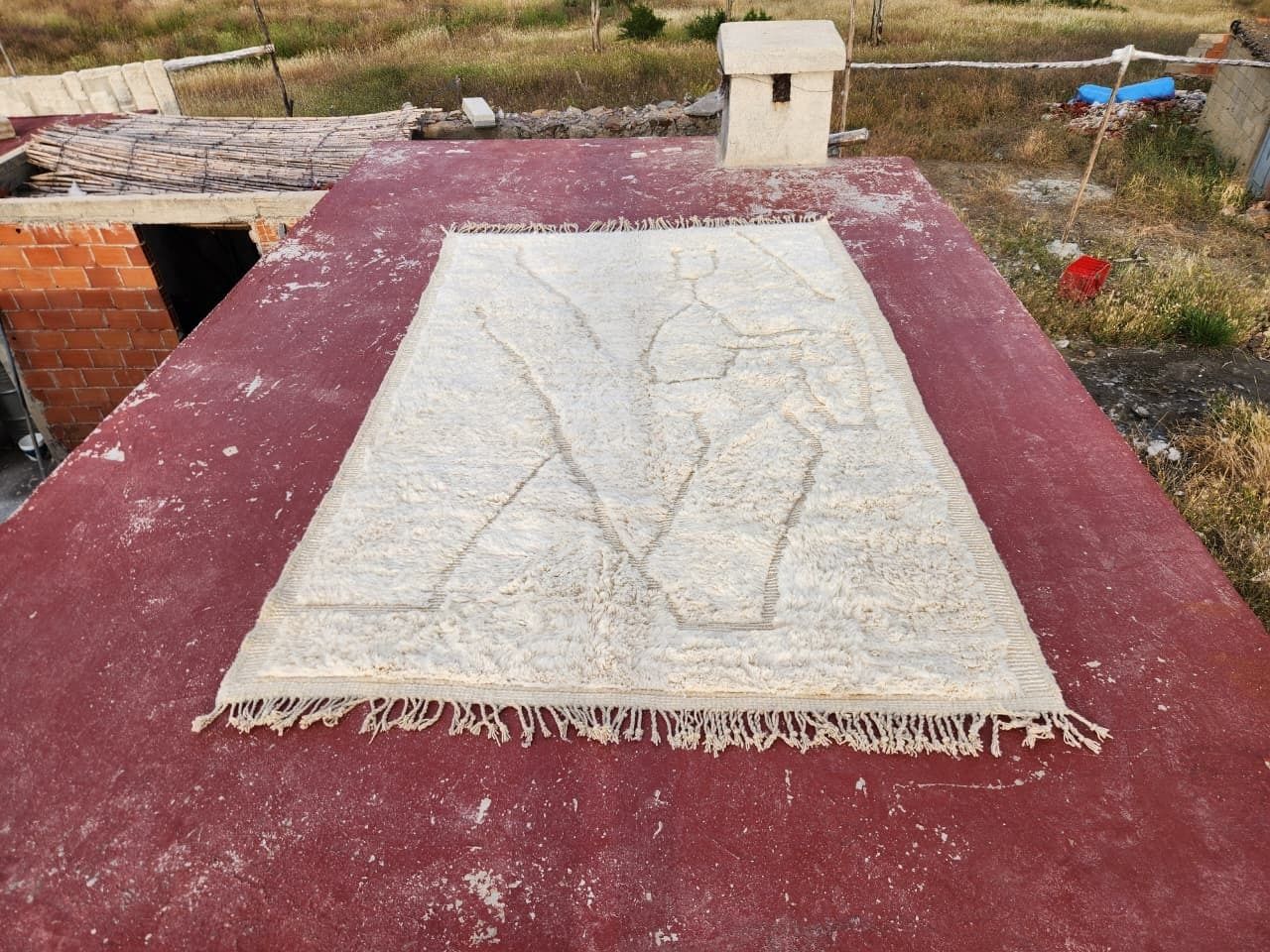 Minimalist Beni Ourain Rug 300x200 Cm Handmade Moroccan Wool photo for sale