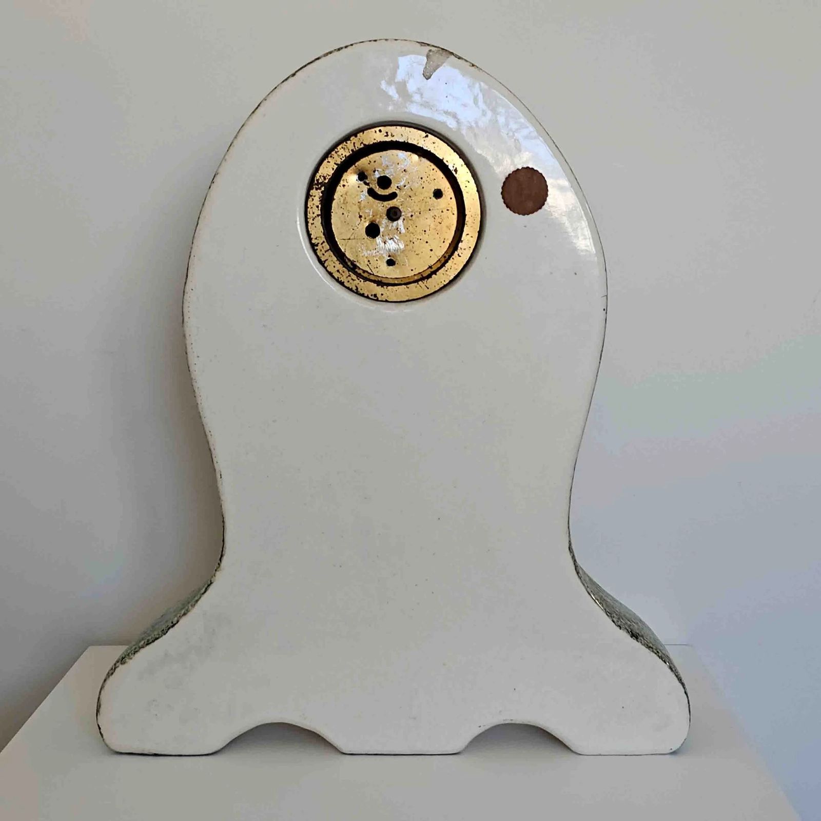 photo vintage Early 20th Century Antique French Ceramic Mantle Clock Bright & Colourful Leaf Motif