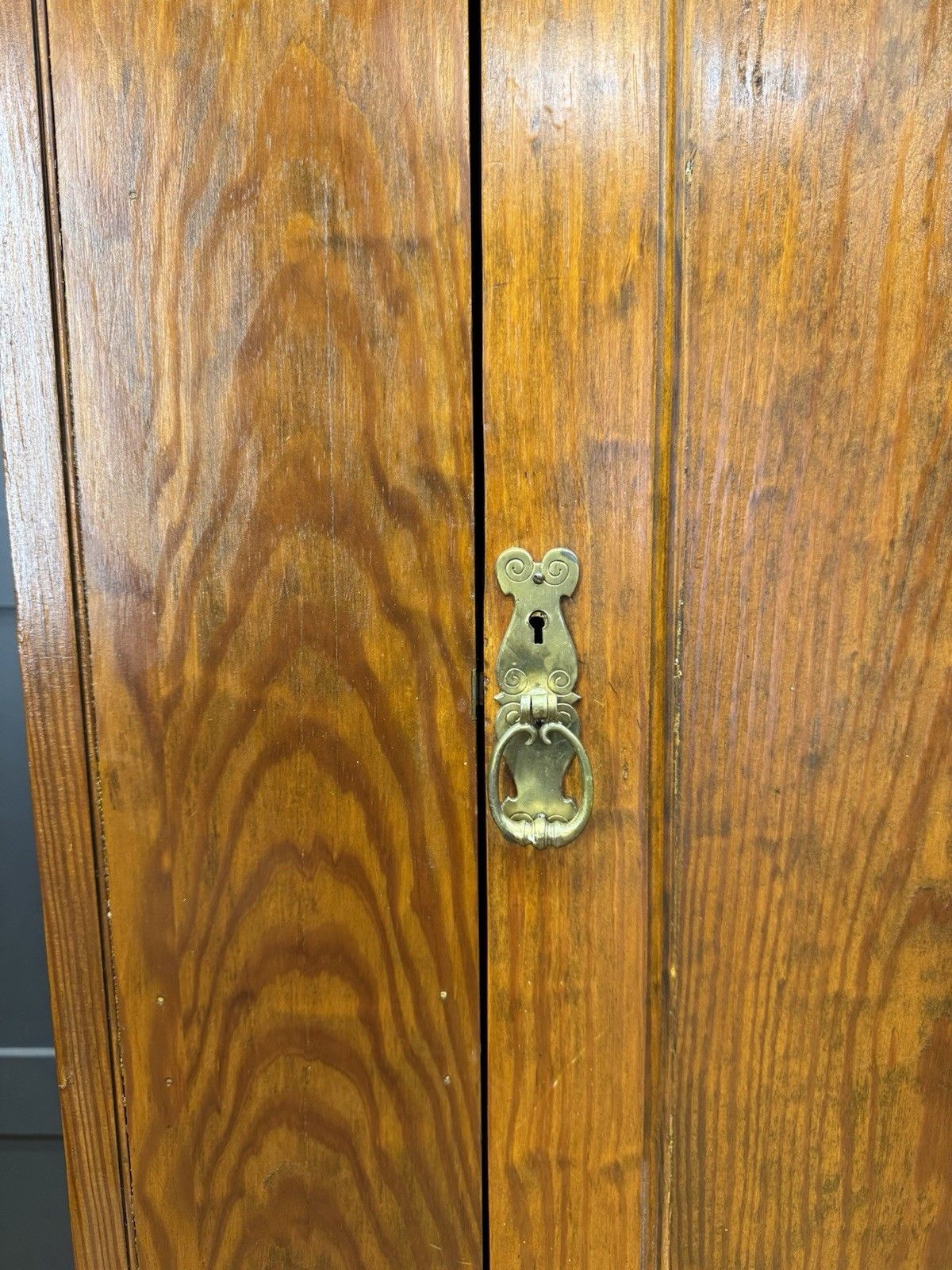 Antique Pitch Pine Single Wardrobe Bedroom Storage Cupboard Drawer photo furniture