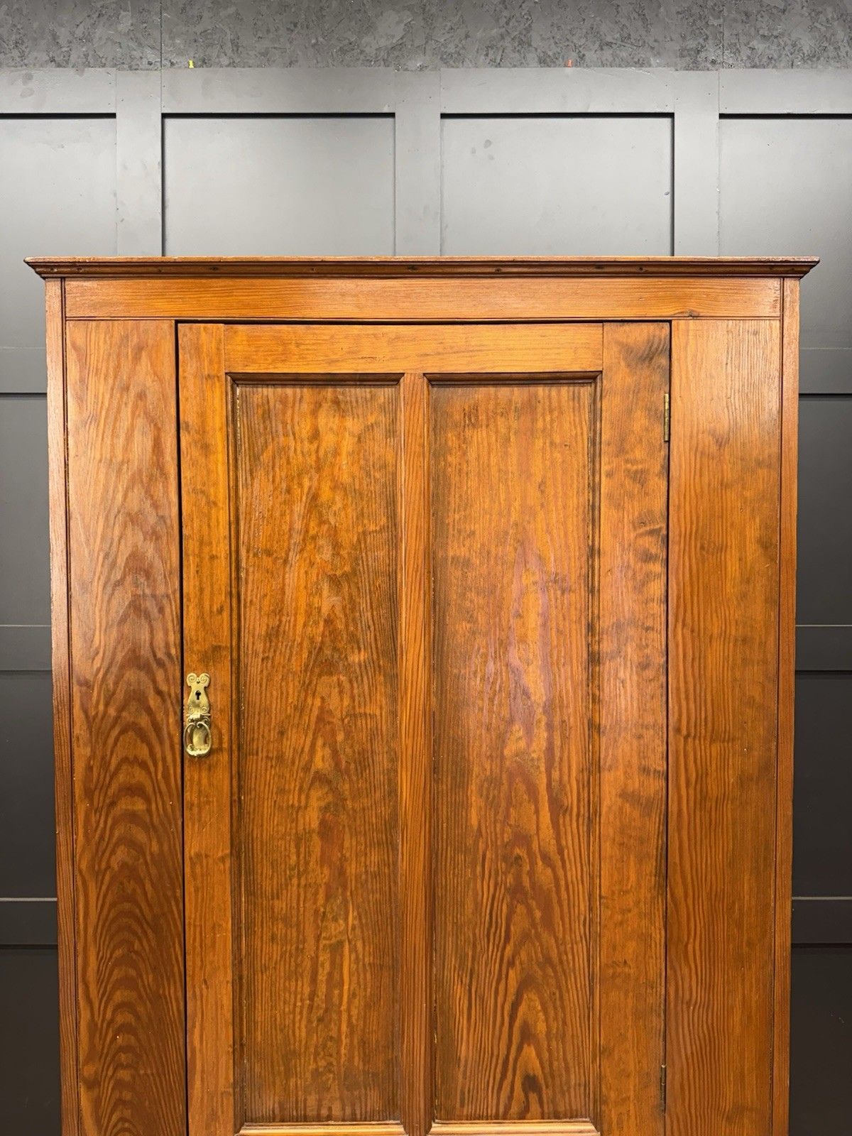 photo for sale Antique Pitch Pine Single Wardrobe Bedroom Storage Cupboard Drawer