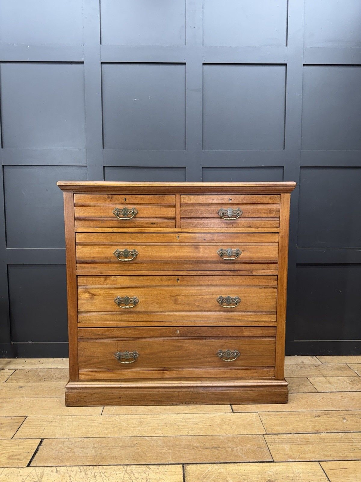 Antique Solid Walnut Chest Of Drawers Bedroom Storage Furniture photo vintage