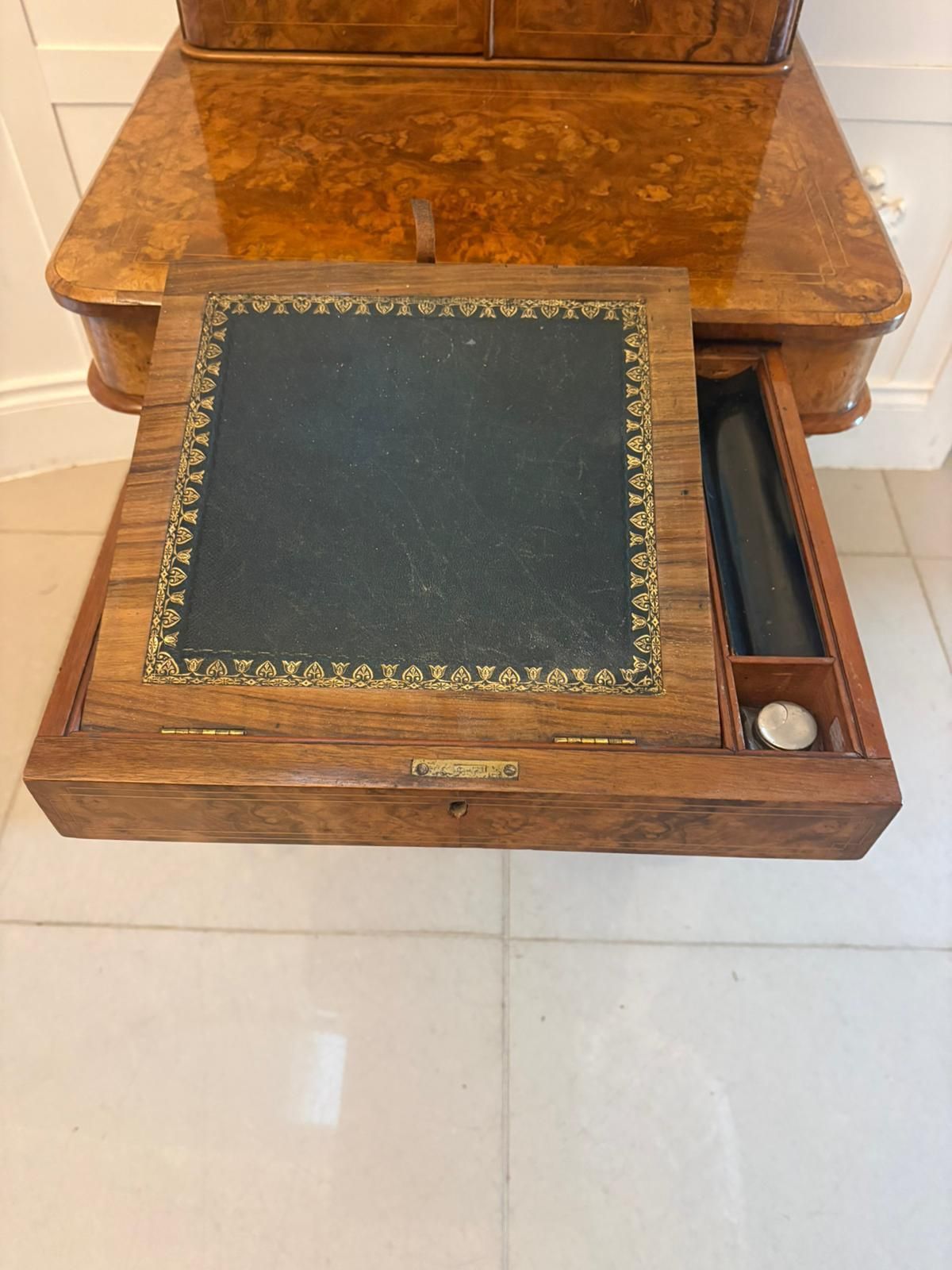 Antique 19th Century Burr Walnut Davenport Desk photo vinterior