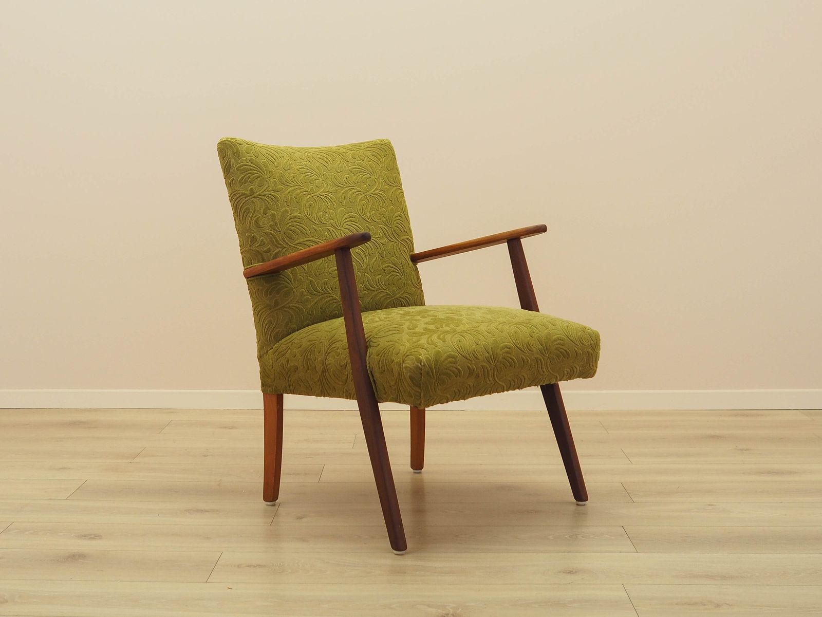 Groene fauteuil, Deens design, jaren 1960, gemaakt in Denemarken photo vintage