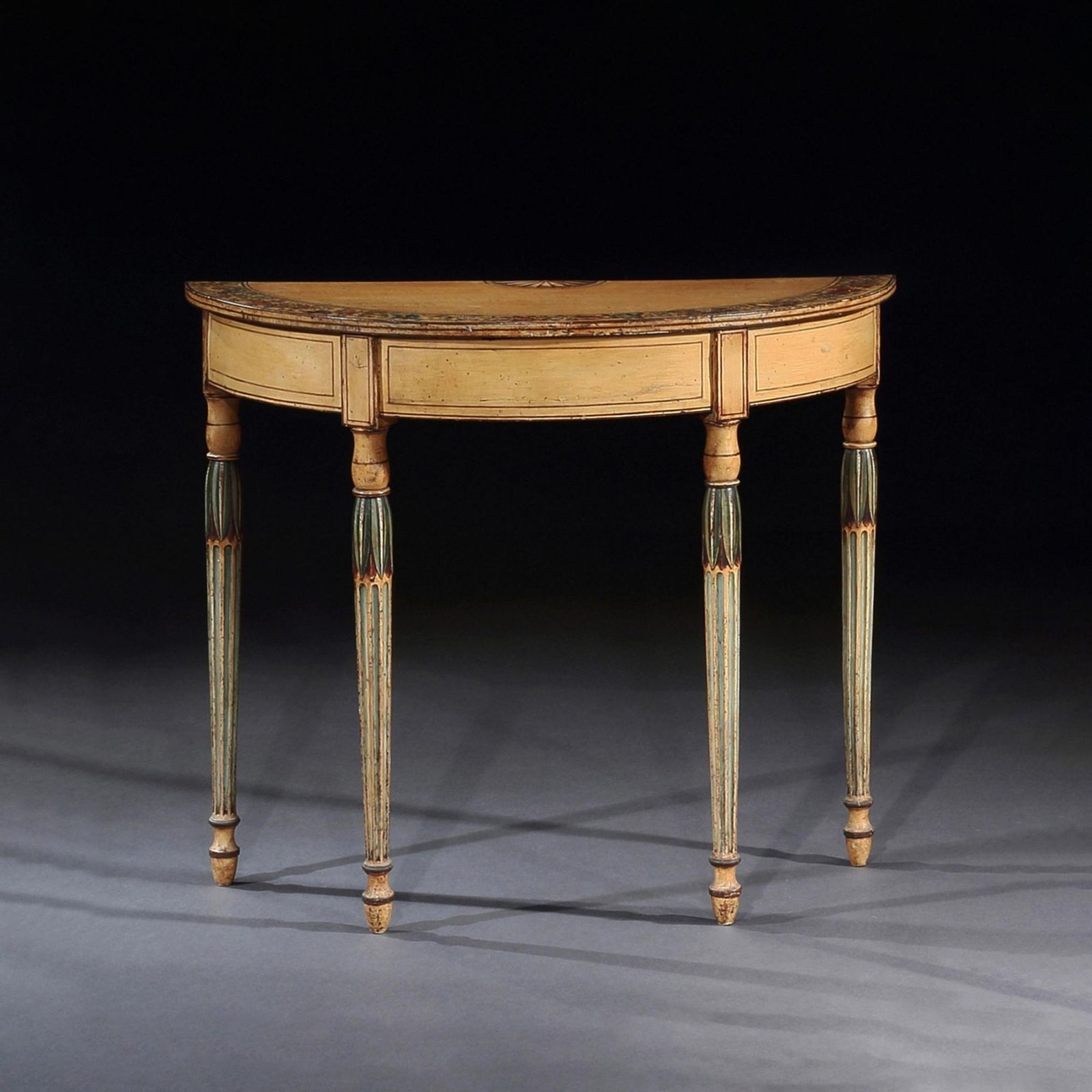 Georgian Painted Demi Lune Pier Table Likely By Seddon, Sons And Sons And Shackleton photo vintage