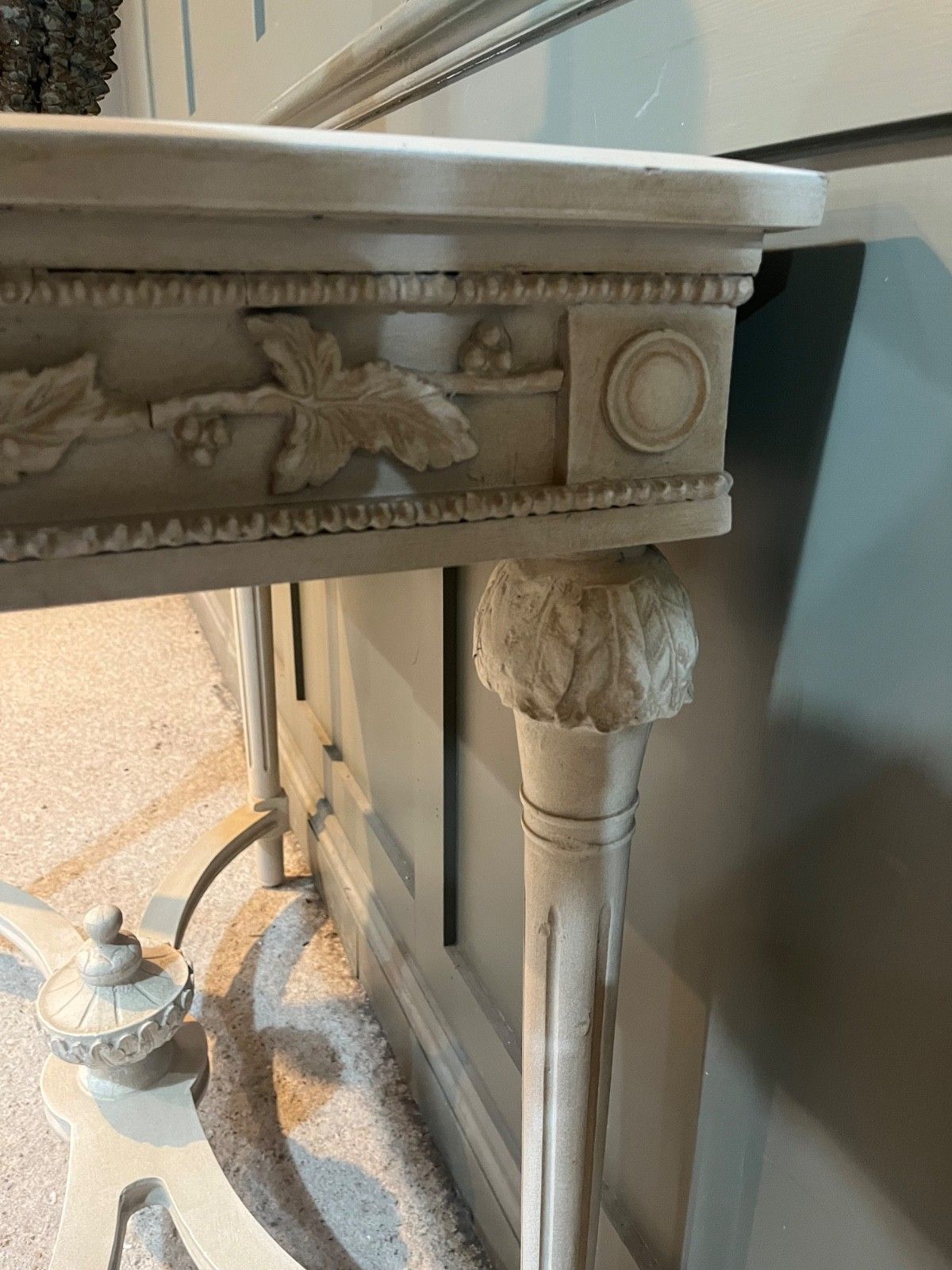 Painted & Carved French Style Table Painted Cream Louis XVI Style Vgc photo Furniture