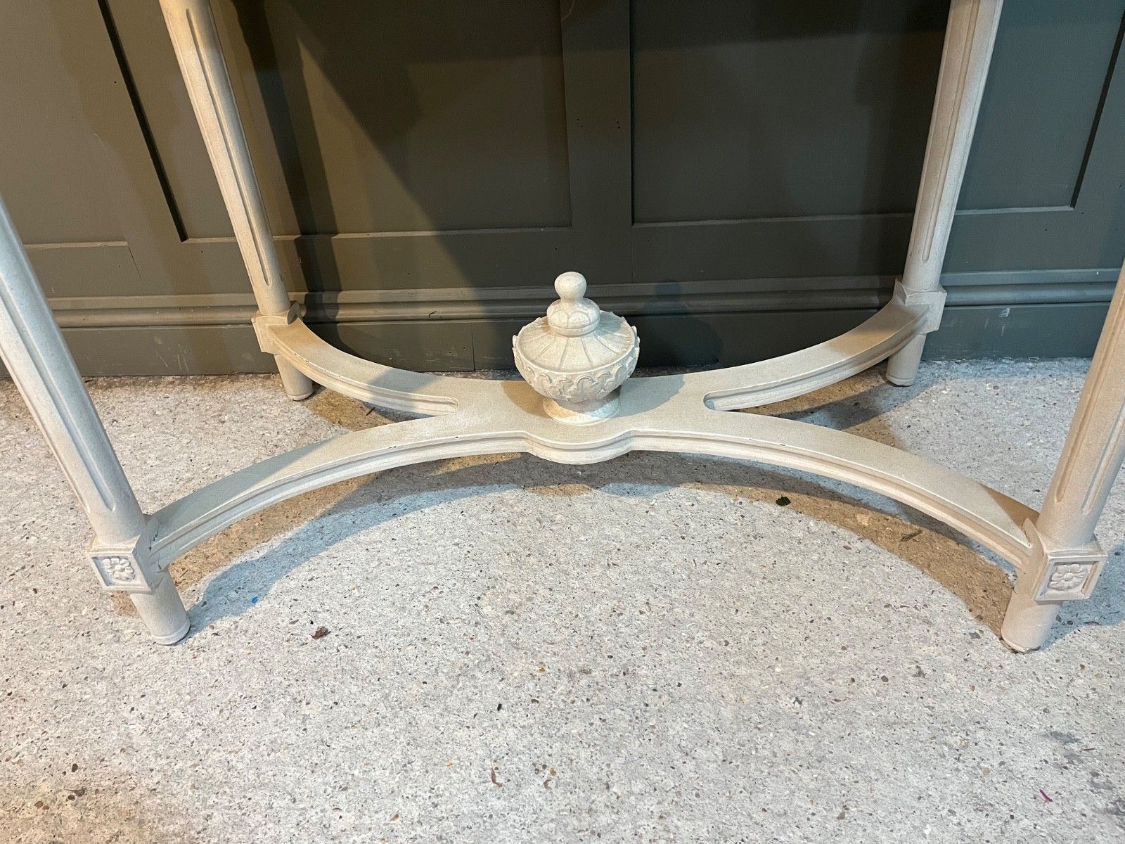 Painted & Carved French Style Table Painted Cream Louis XVI Style Vgc photo vinterior