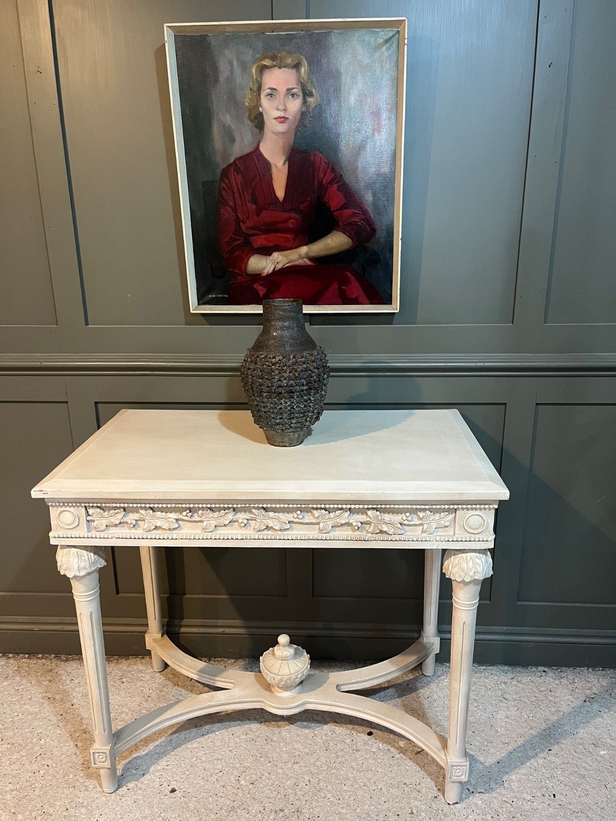 photo for sale Painted & Carved French Style Table Painted Cream Louis XVI Style Vgc