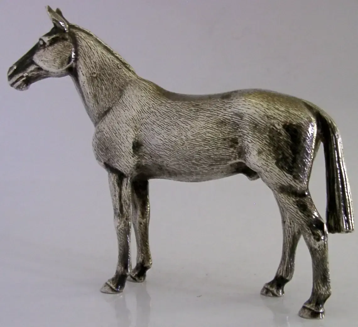 Good Sized English Silver Plated Horse Desk Figure C1950s Hunting Riding Racing