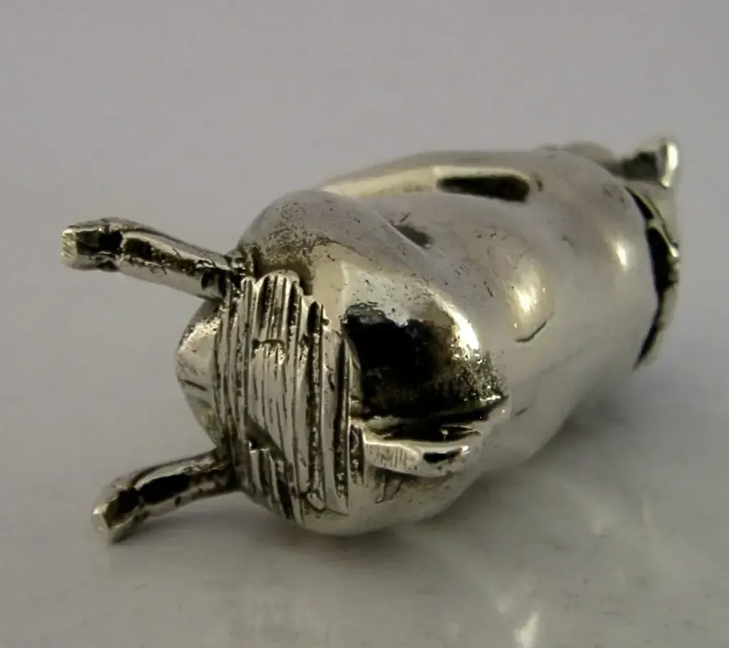 Novelty English Sterling Silver Greedy Pig Banker Vesta Case 1991 photo vintage