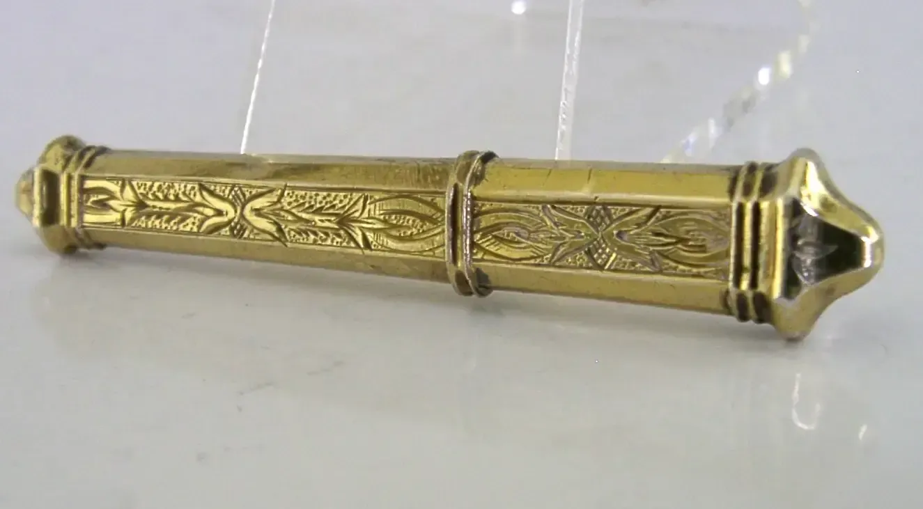 French Solid Silver Gilt Needle Case C1890 Needlework Sewing Antique photo Home Decor