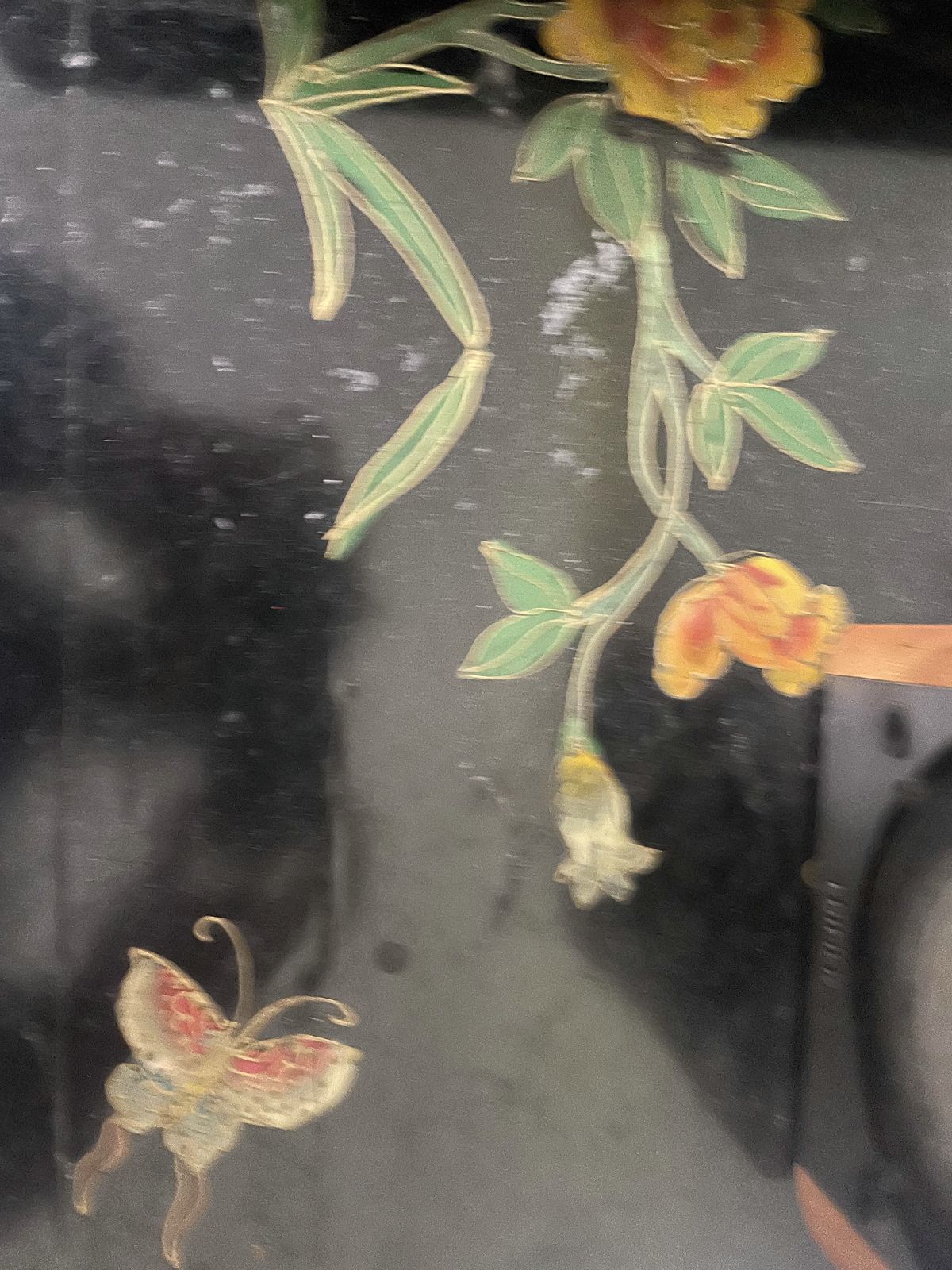 Hand Painted Oriental Black Butterfly Cupboard With Lovely Detailing photo Furniture