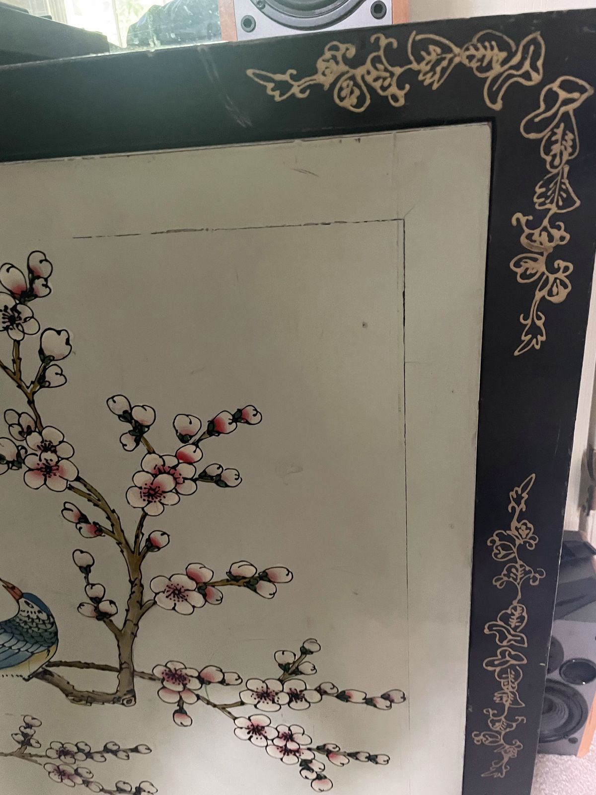 photo furniture Hand Painted Oriental Black Butterfly Cupboard With Lovely Detailing